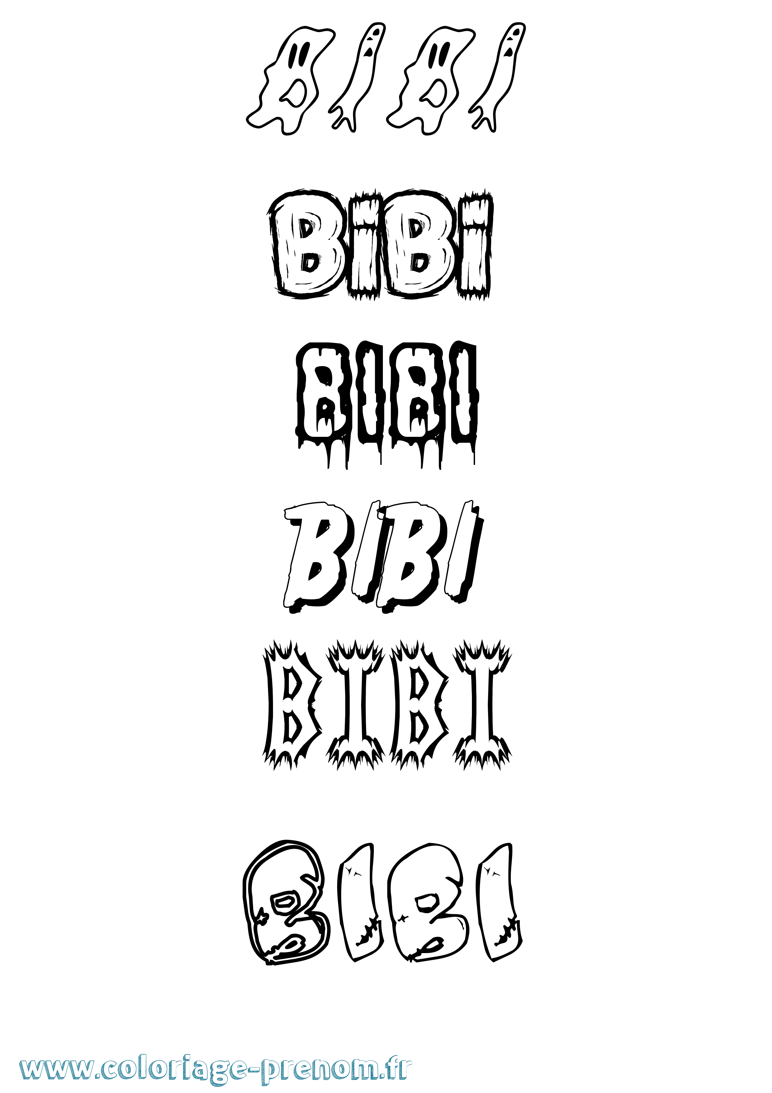 Coloriage Bibi Frisson Coloriage prénom Bibi Frisson