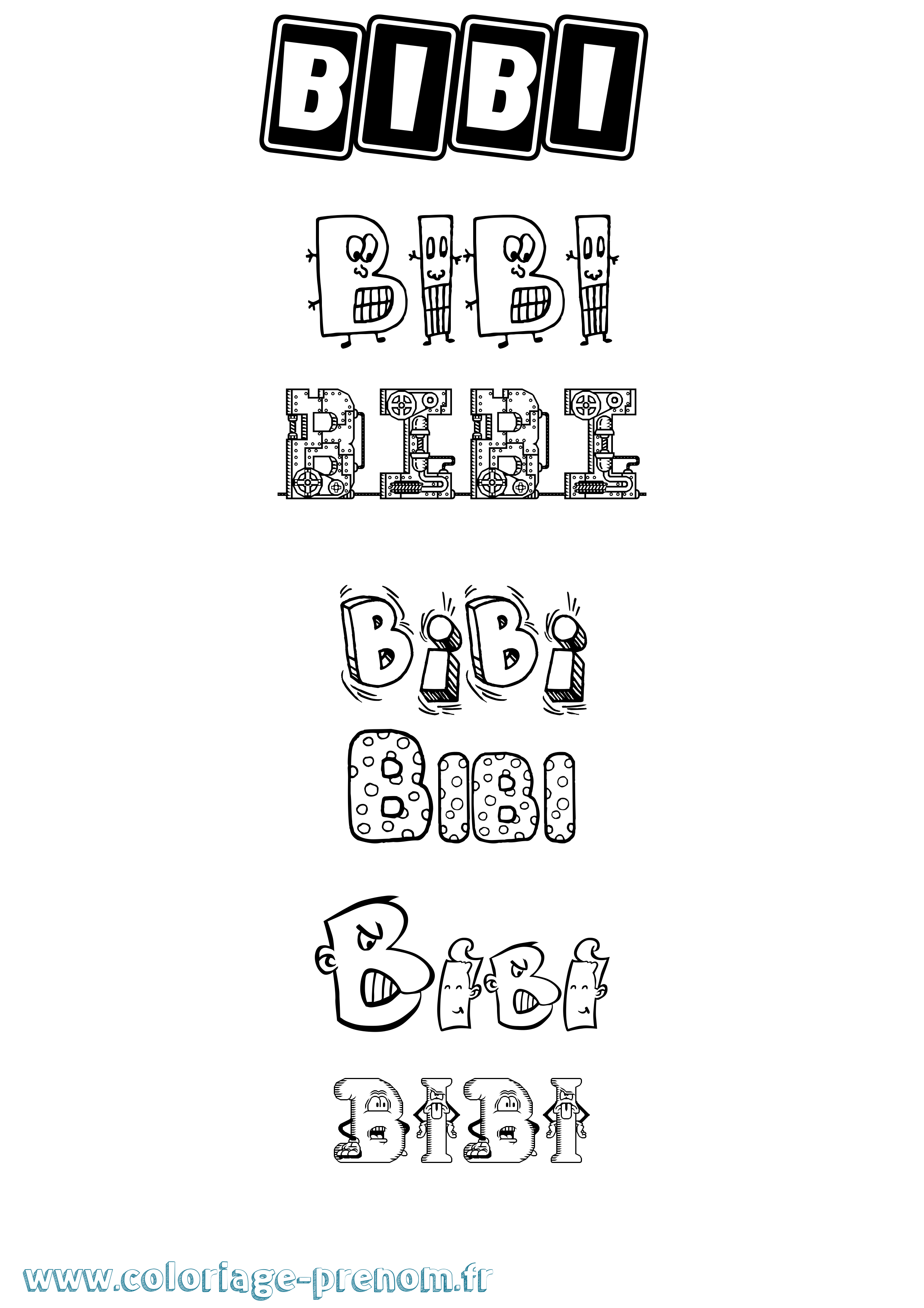 Coloriage Bibi Fun Coloriage prénom Bibi Fun