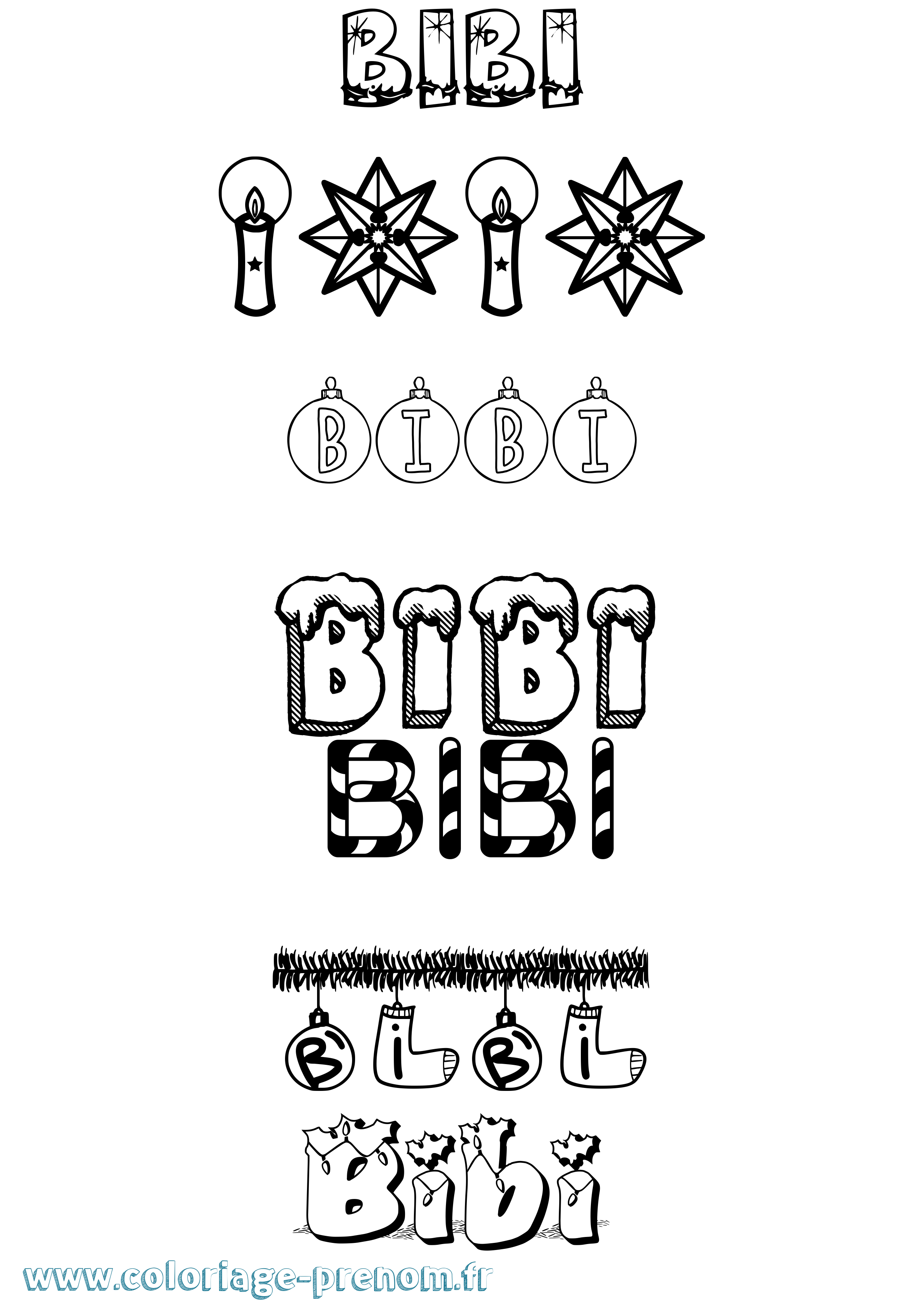 Coloriage Bibi Noël Coloriage prénom Bibi Noël