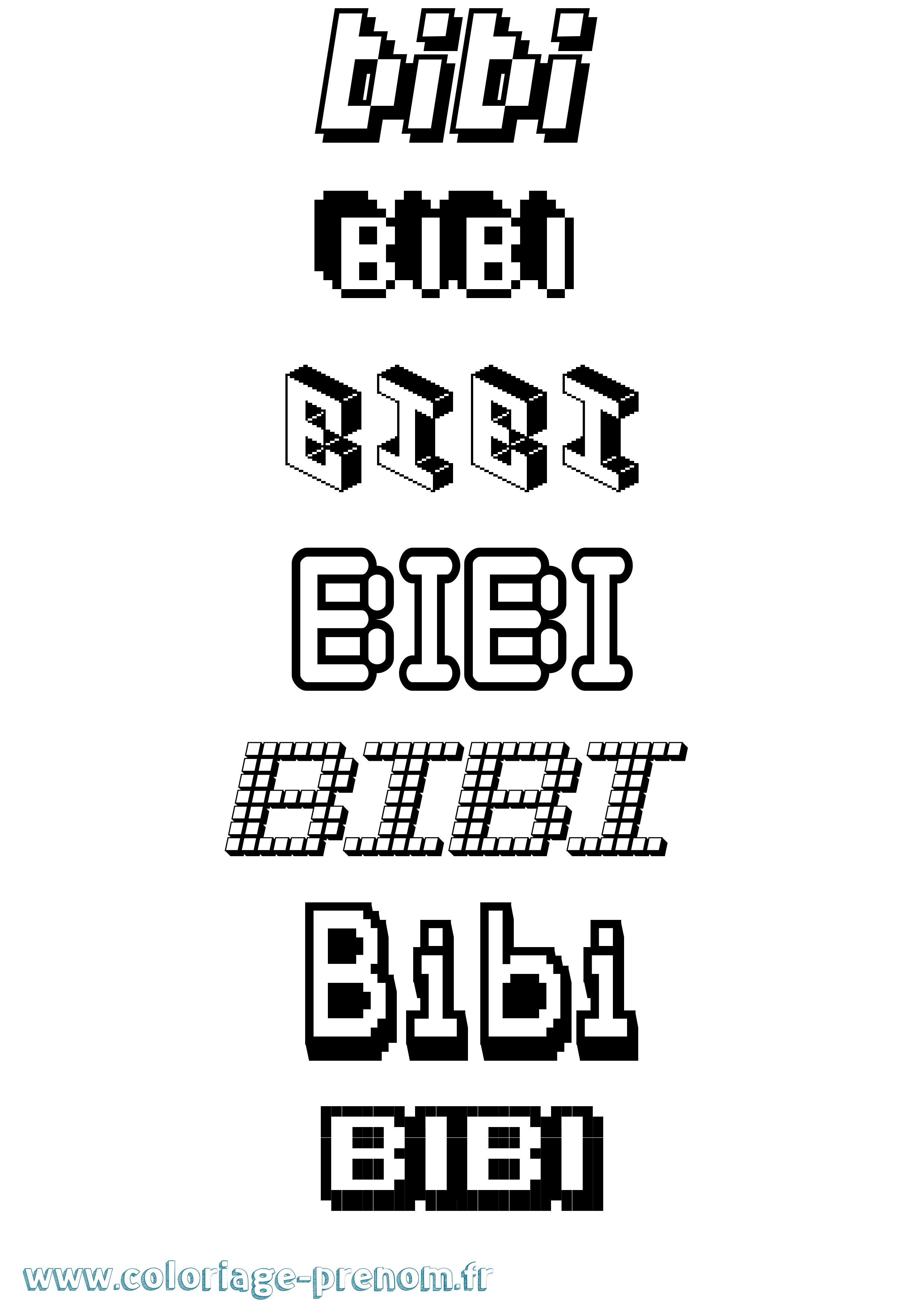 Coloriage Bibi Pixel Coloriage prénom Bibi Pixel