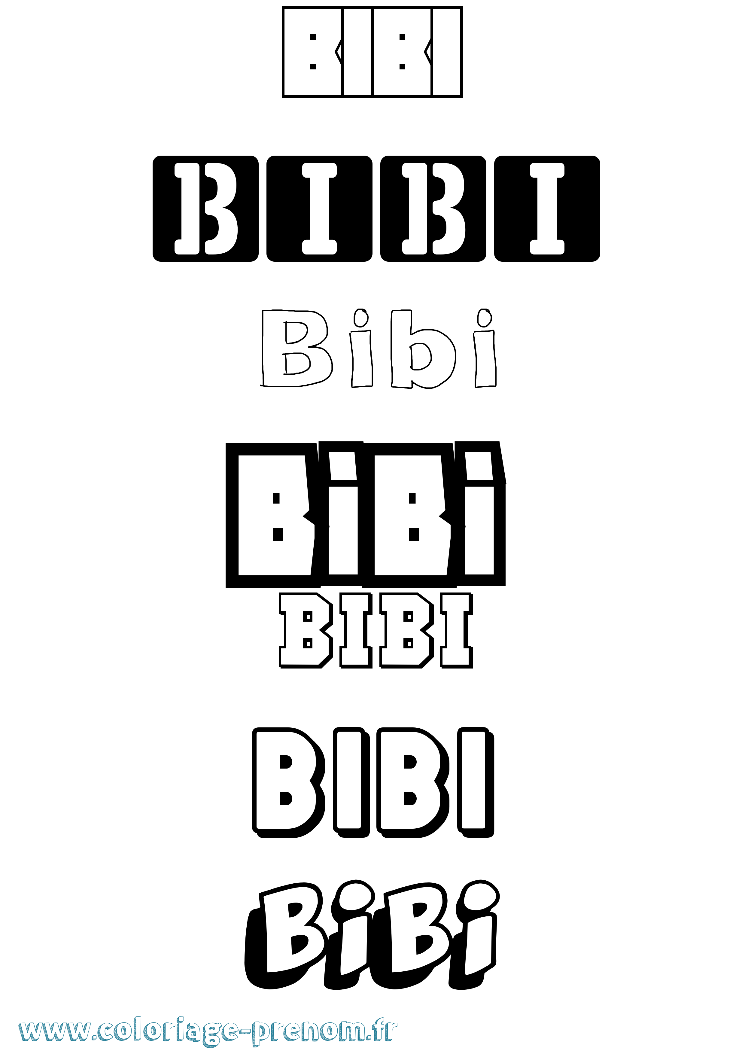 Coloriage Bibi Simple Coloriage prénom Bibi Simple