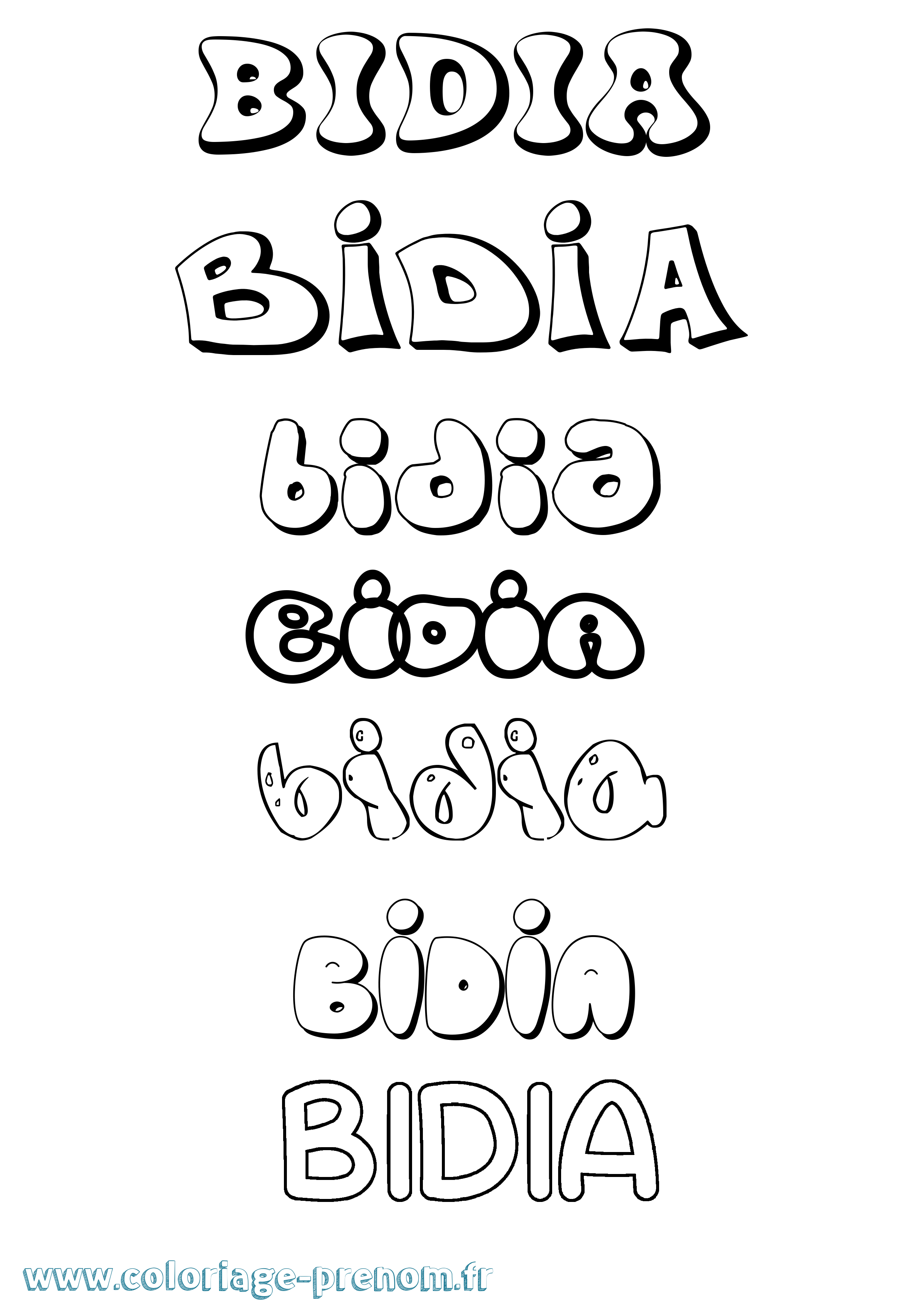 Coloriage Bidia Bubble Coloriage prénom Bidia Bubble