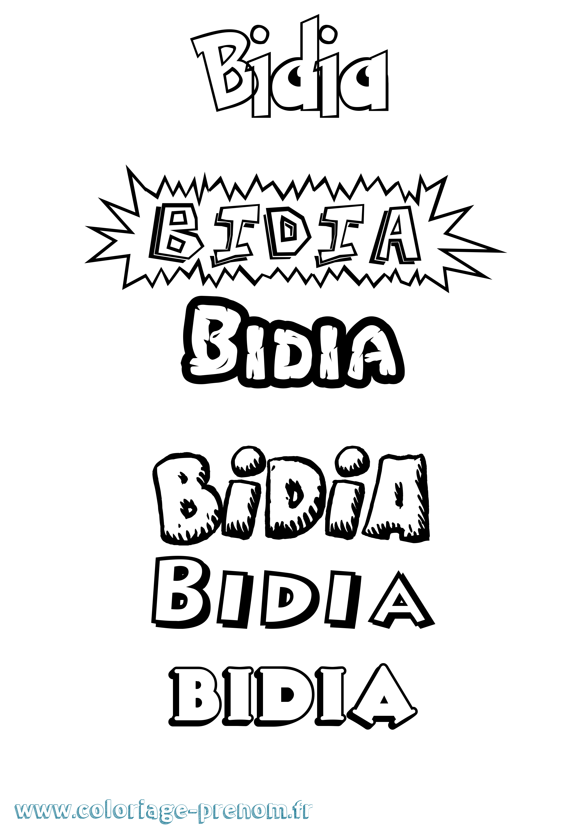 Coloriage Bidia Dessin Animé Coloriage prénom Bidia Dessin Animé