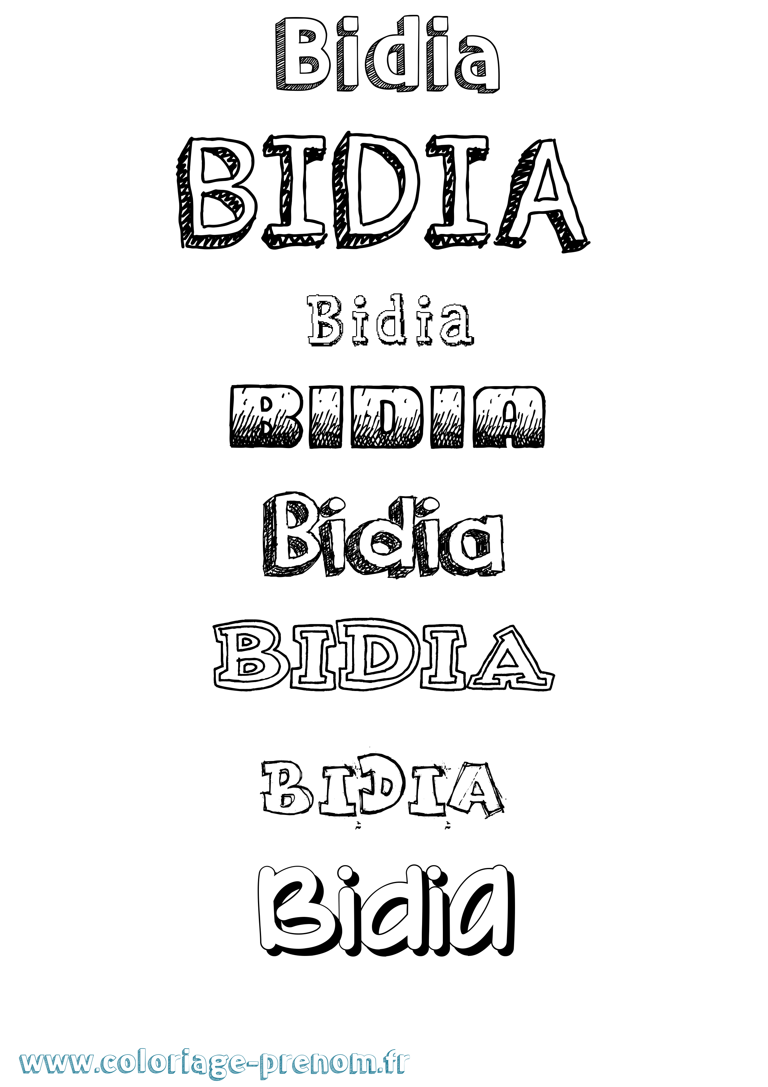Coloriage Bidia Dessiné Coloriage prénom Bidia Dessiné