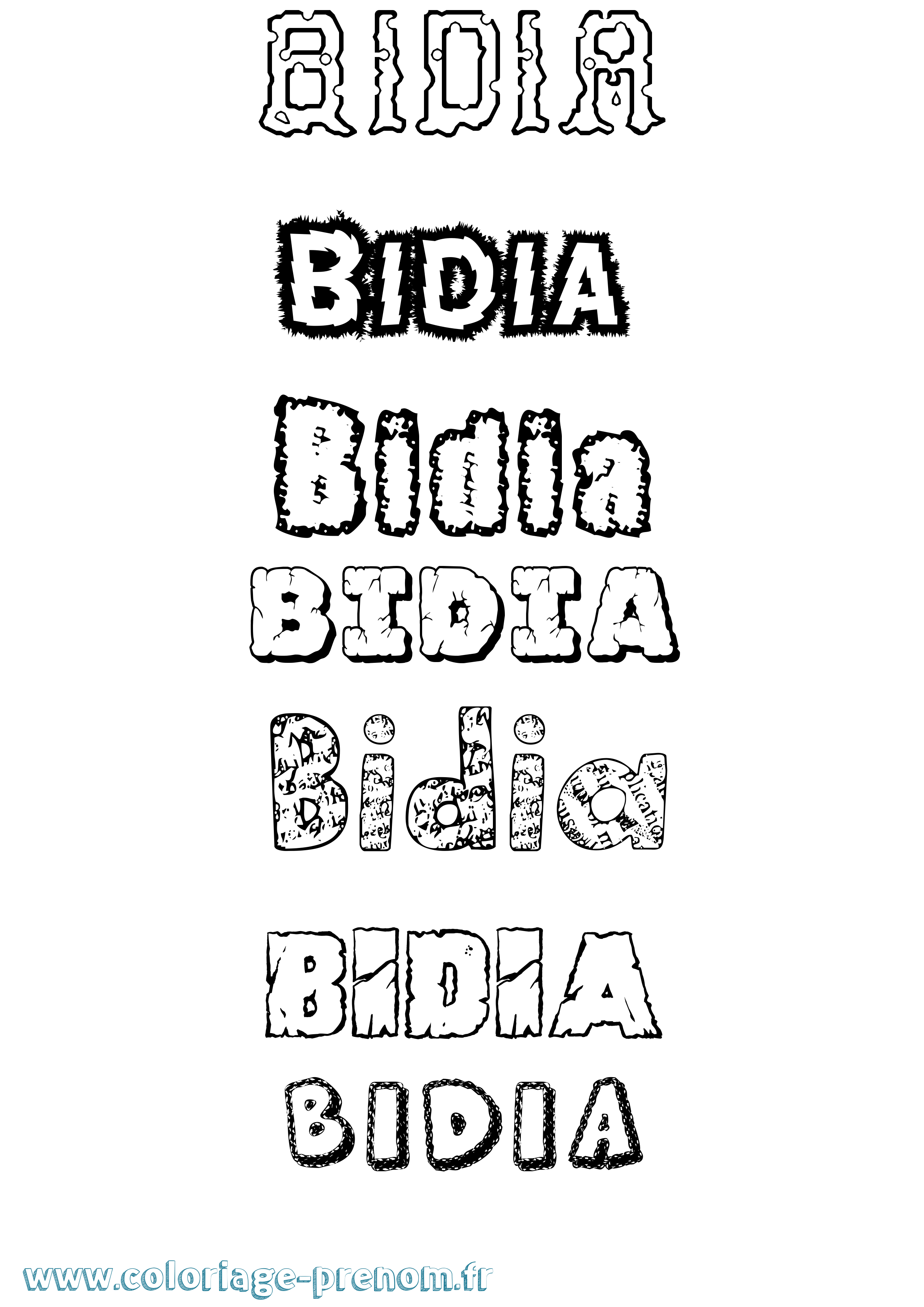 Coloriage Bidia Destructuré Coloriage prénom Bidia Destructuré