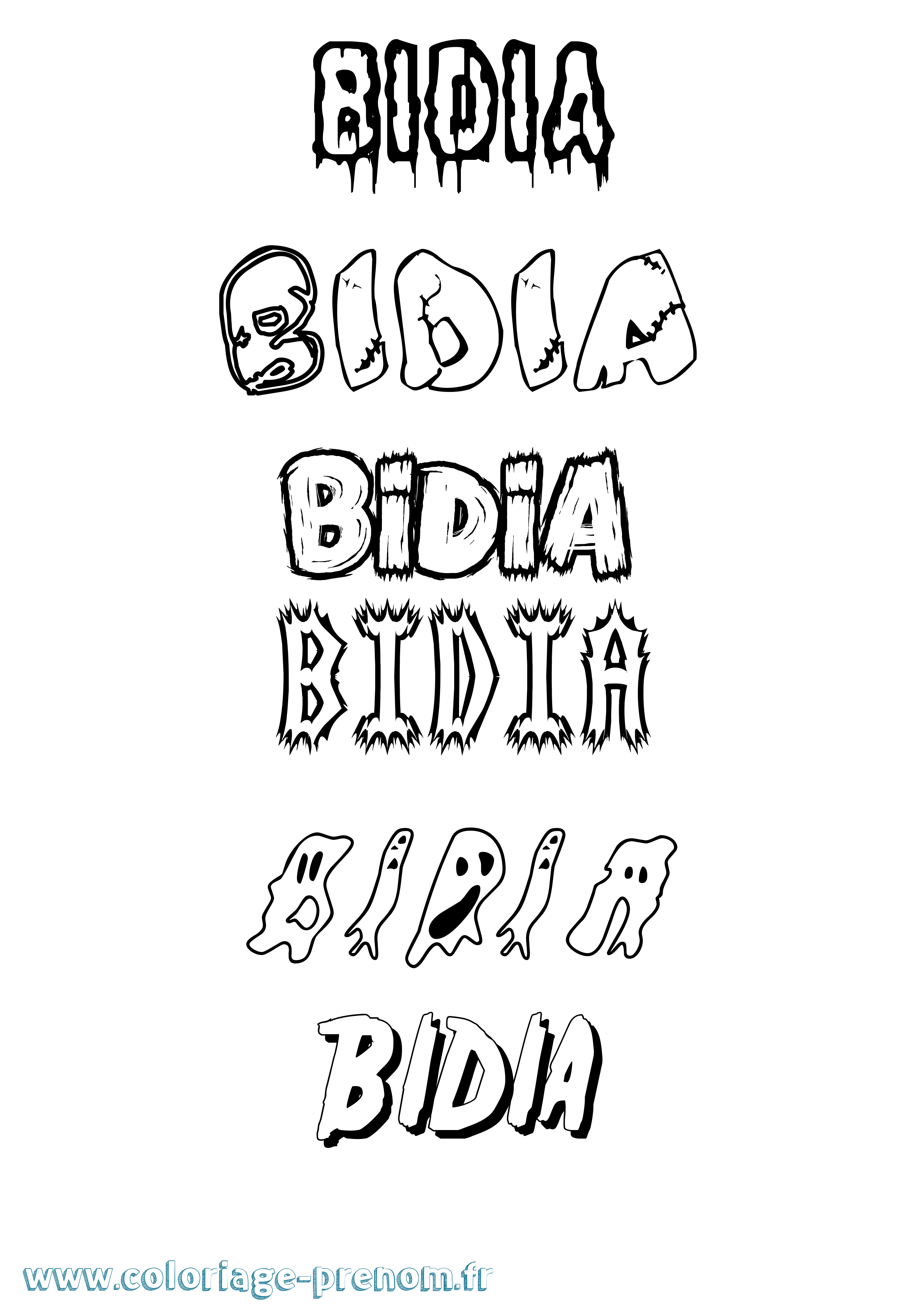 Coloriage Bidia Frisson Coloriage prénom Bidia Frisson