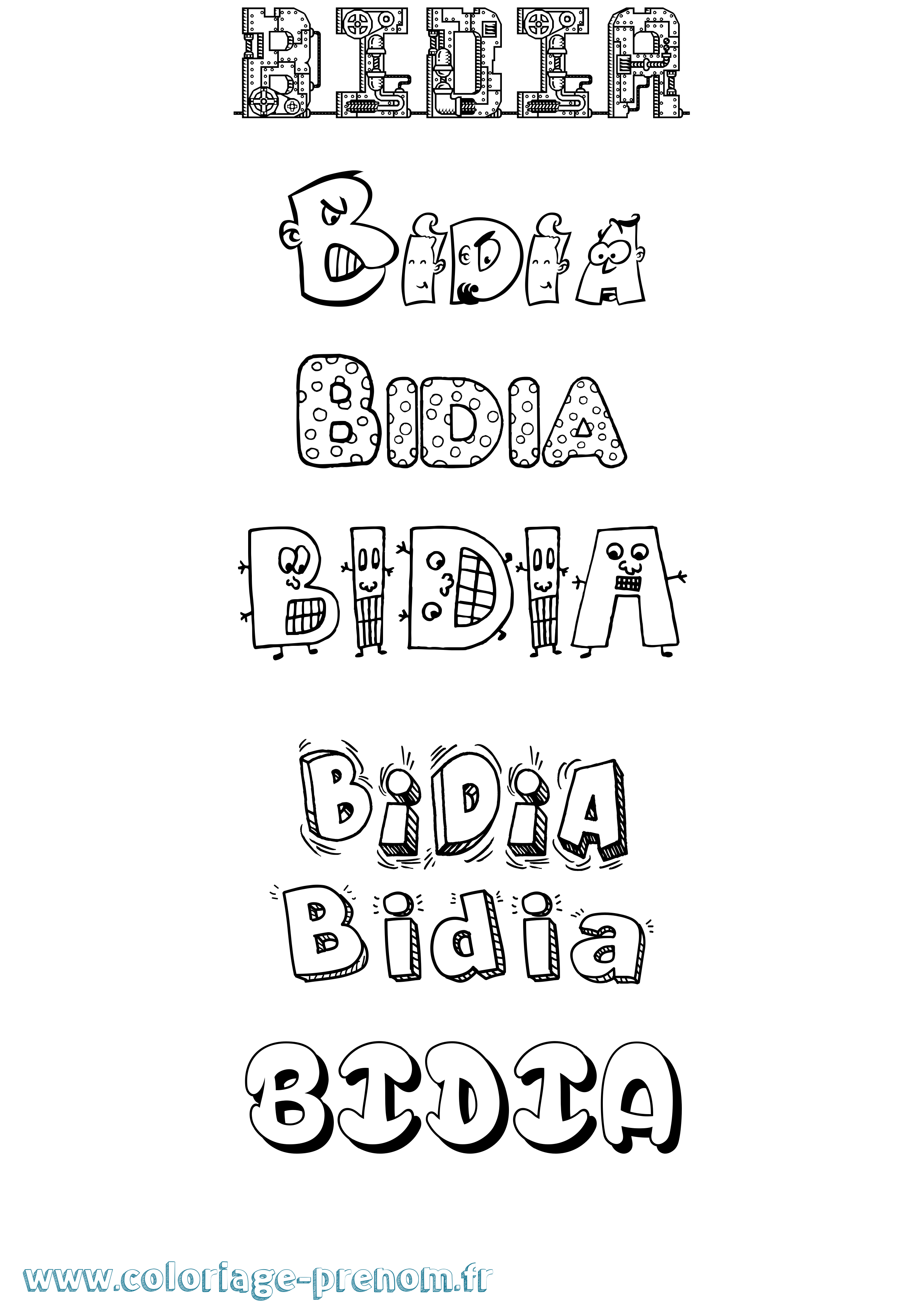 Coloriage Bidia Fun Coloriage prénom Bidia Fun