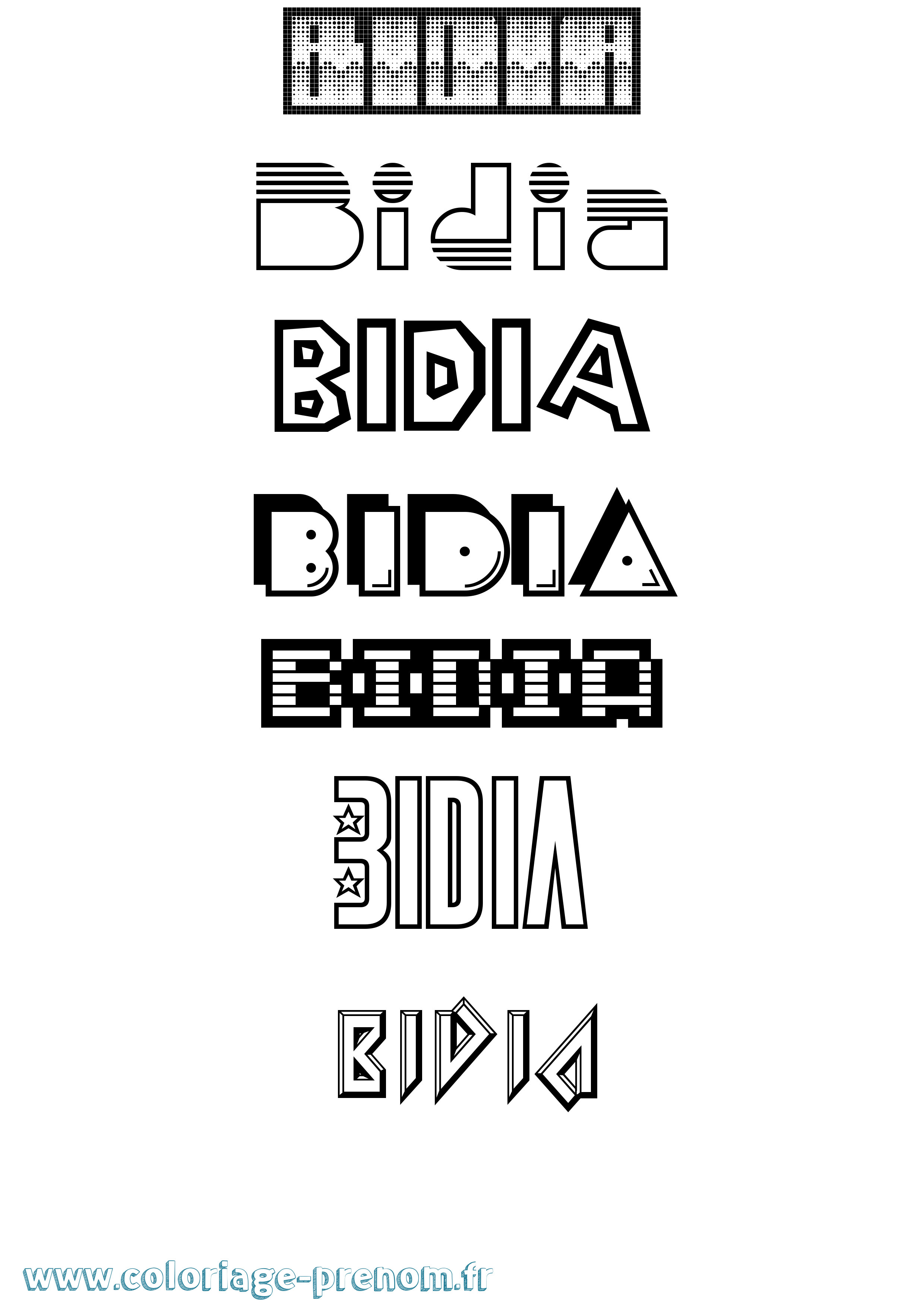 Coloriage Bidia Jeux Vidéos Coloriage prénom Bidia Jeux Vidéos