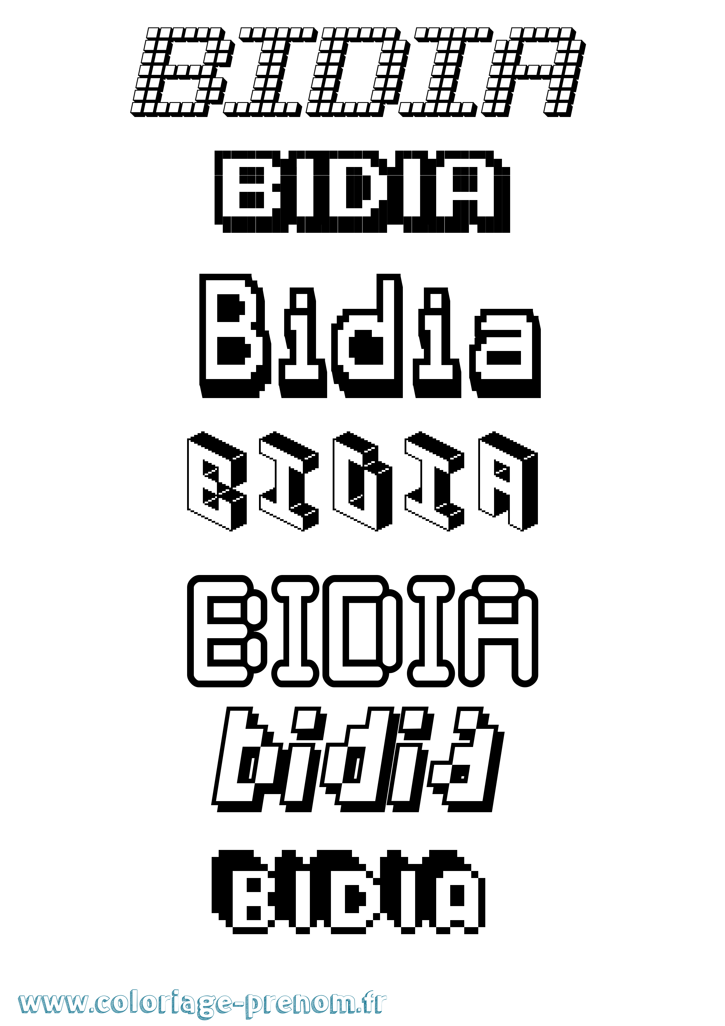 Coloriage Bidia Pixel Coloriage prénom Bidia Pixel