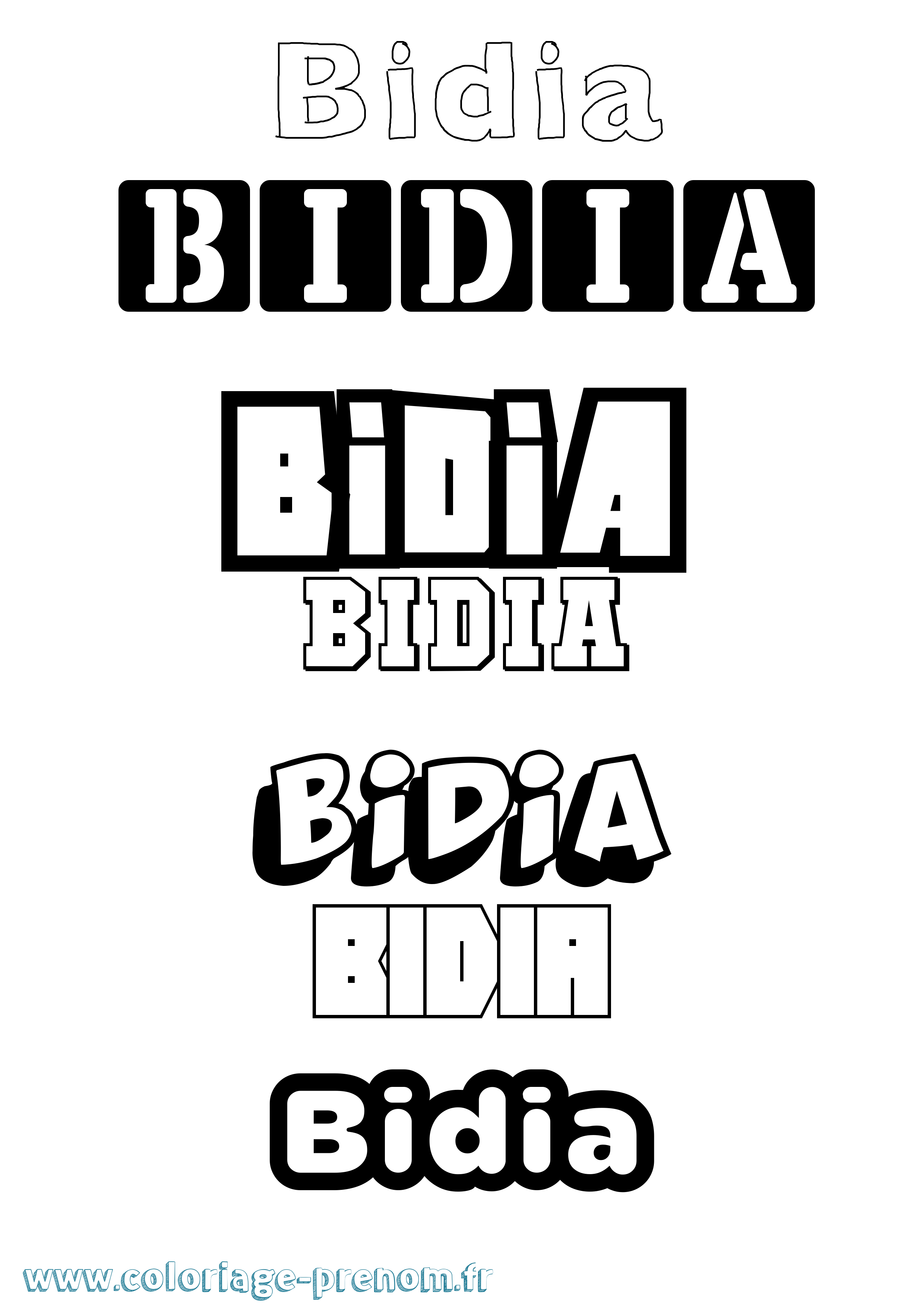 Coloriage Bidia Simple Coloriage prénom Bidia Simple