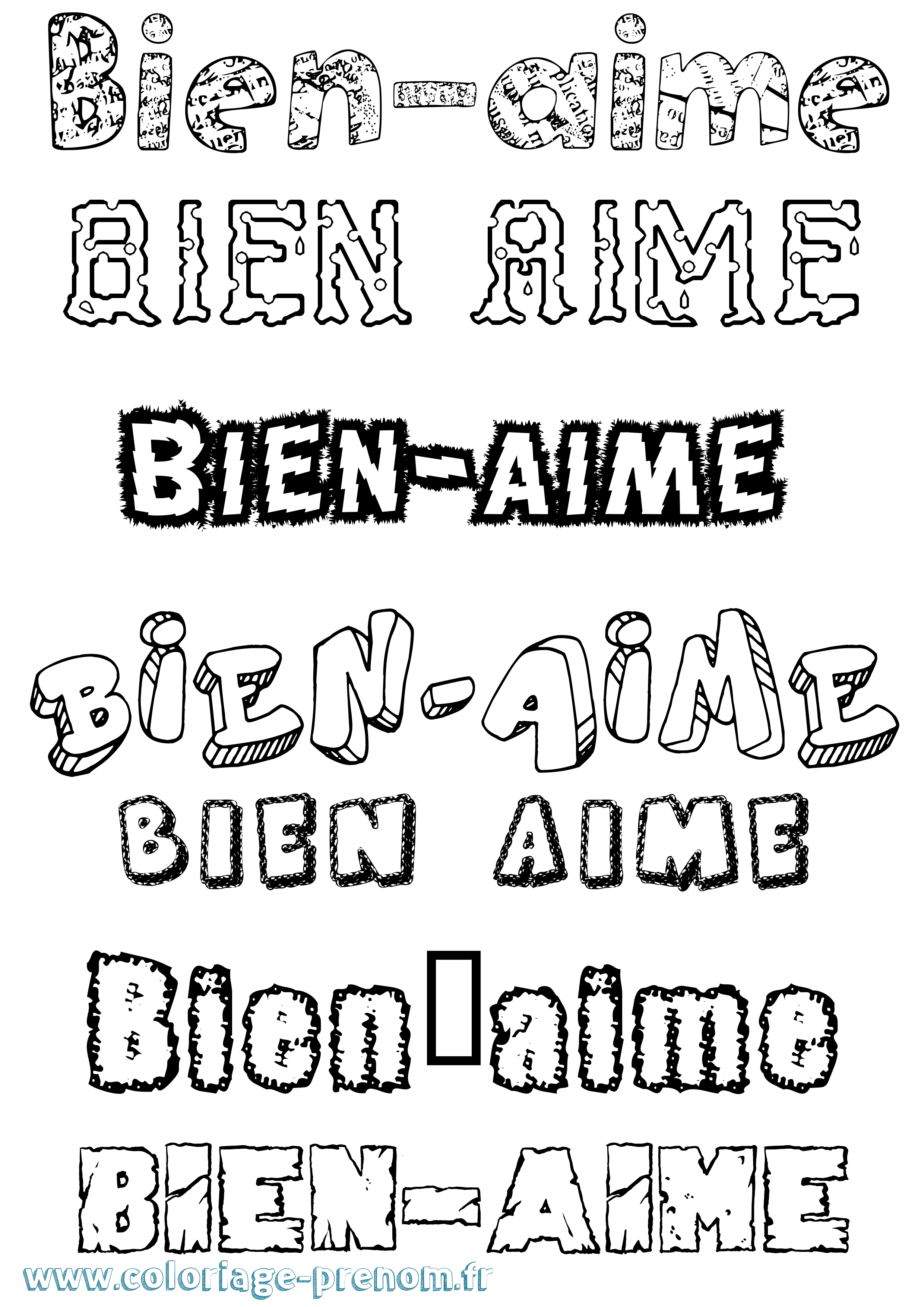 Coloriage Bien-Aime Destructuré Coloriage prénom Bien-Aime Destructuré