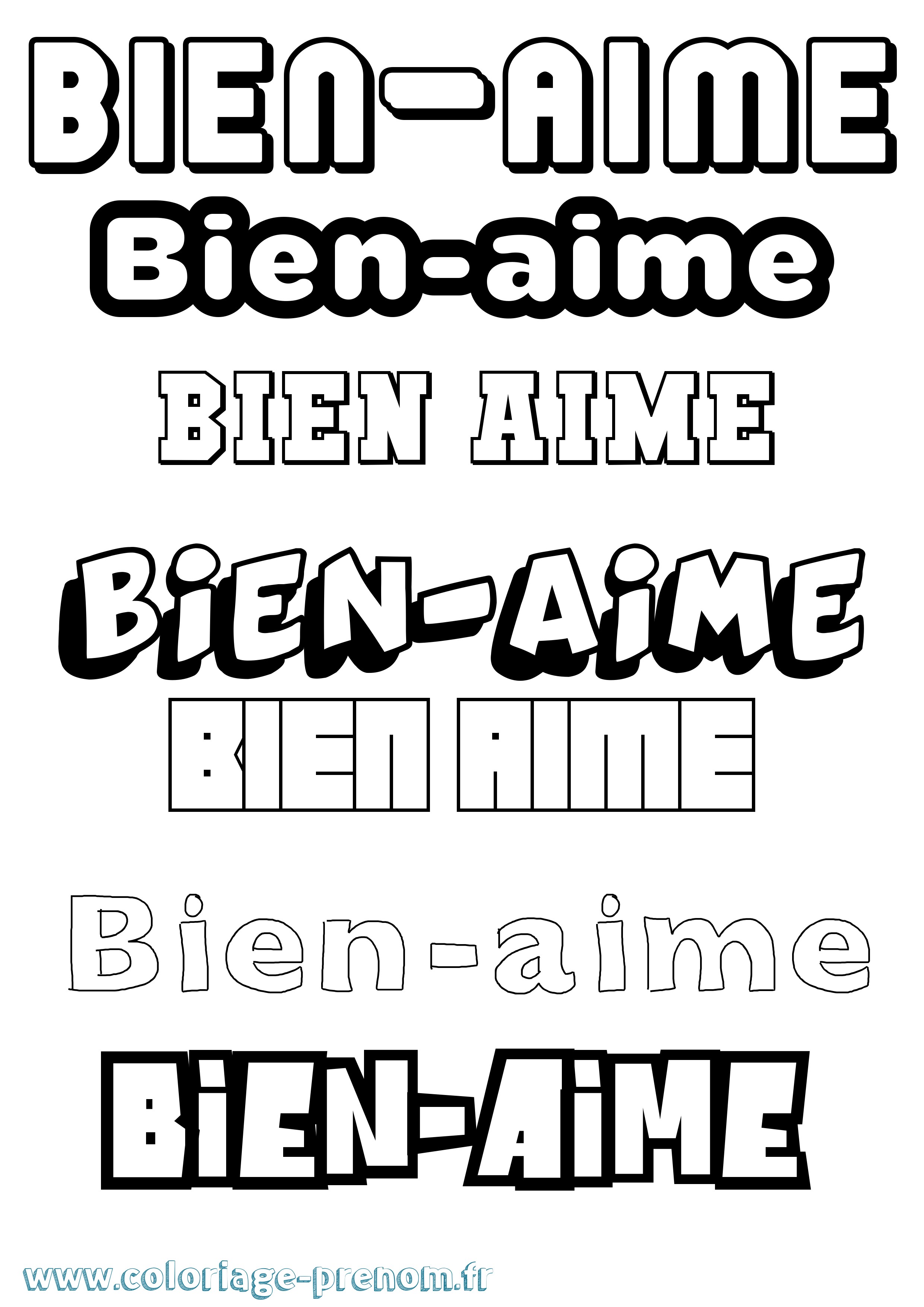 Coloriage Bien-Aime Simple Coloriage prénom Bien-Aime Simple