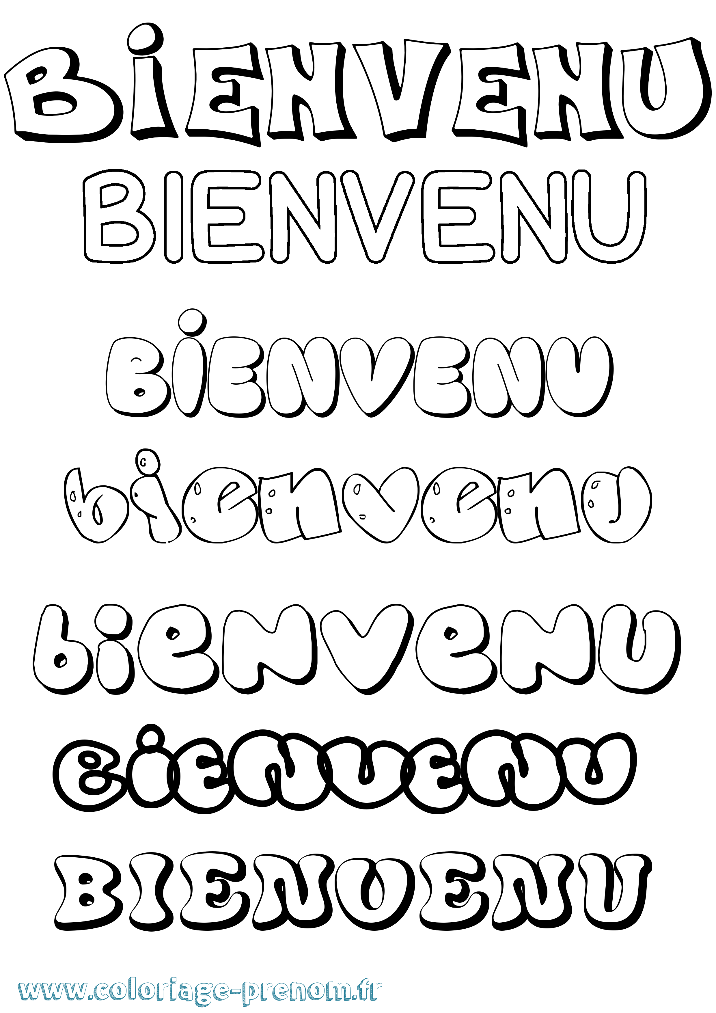 Coloriage Bienvenu Bubble Coloriage prénom Bienvenu Bubble