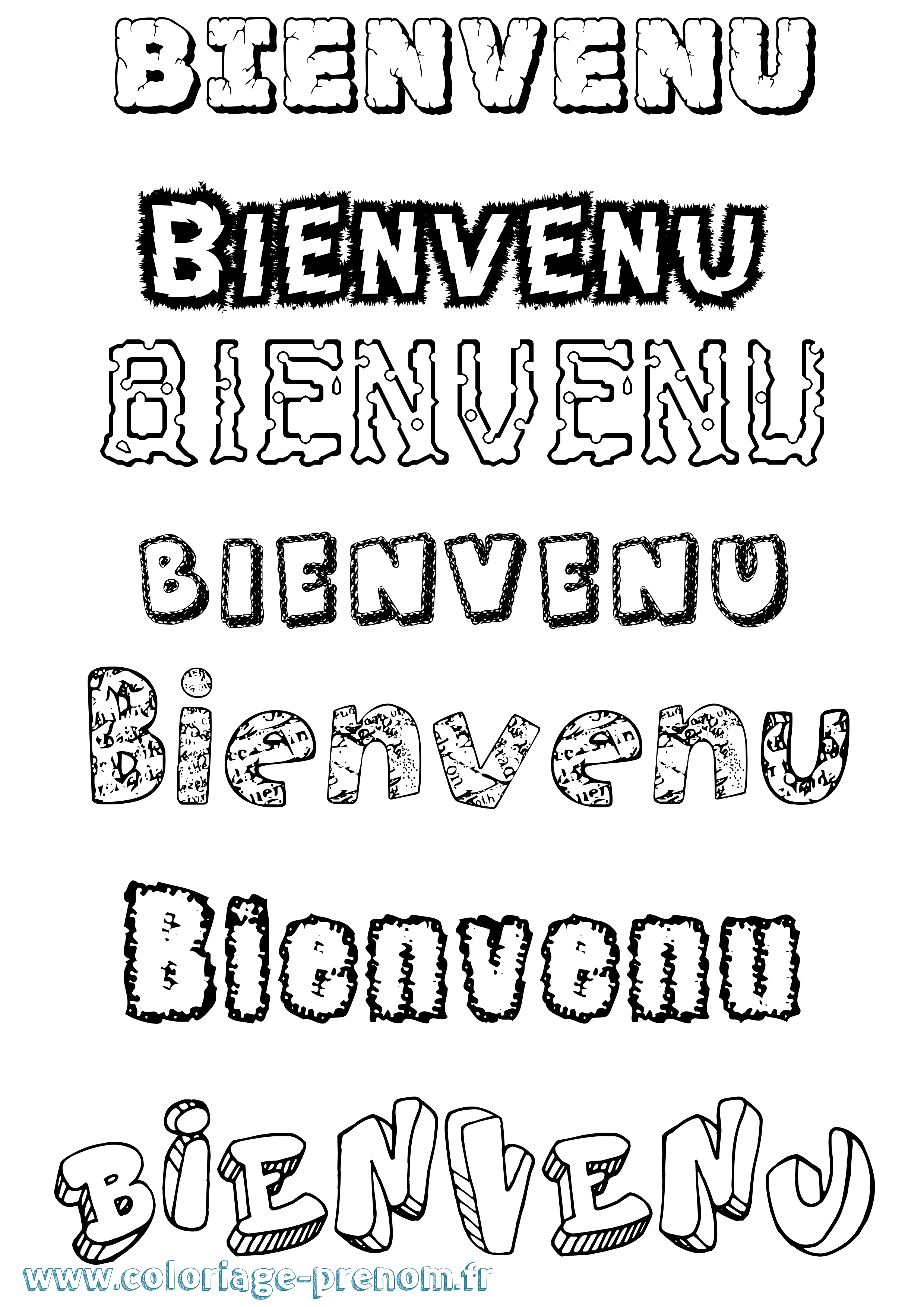 Coloriage Bienvenu Destructuré Coloriage prénom Bienvenu Destructuré