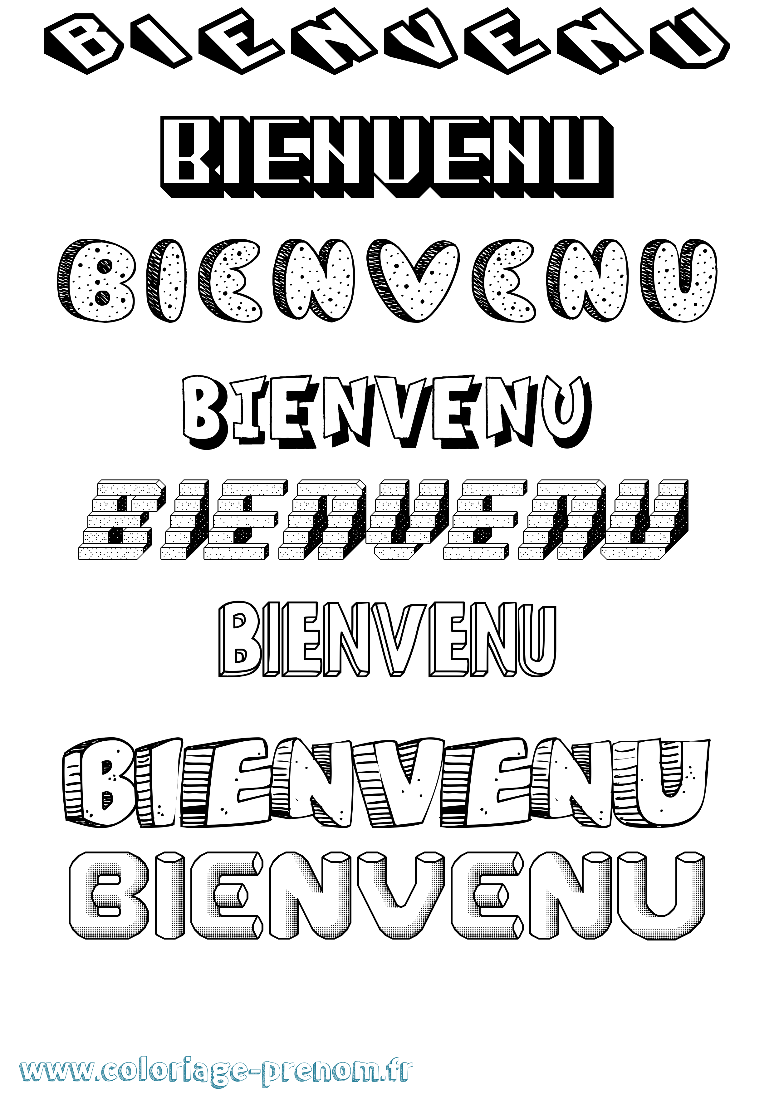 Coloriage Bienvenu Effet 3D Coloriage prénom Bienvenu Effet 3D