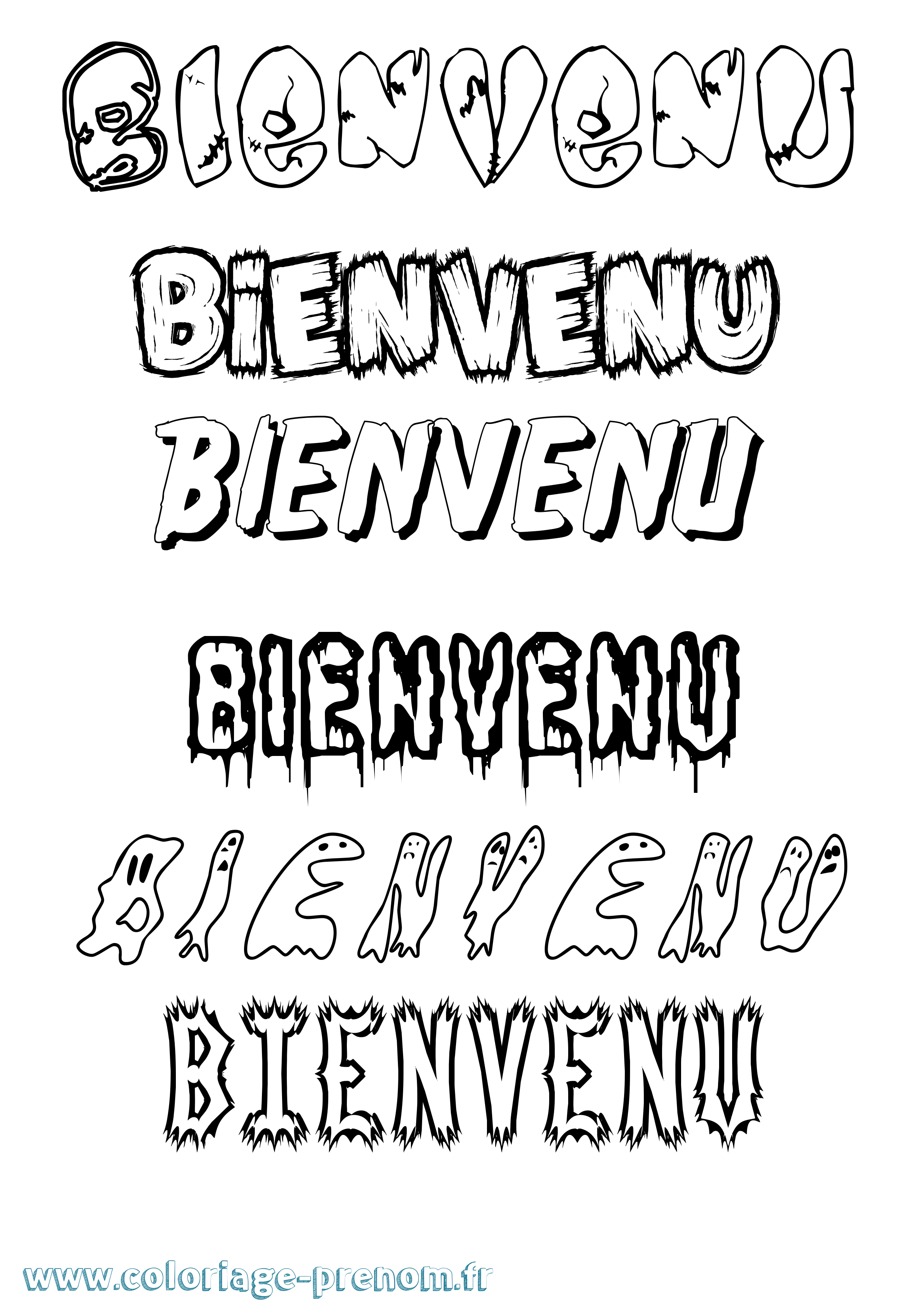Coloriage Bienvenu Frisson Coloriage prénom Bienvenu Frisson