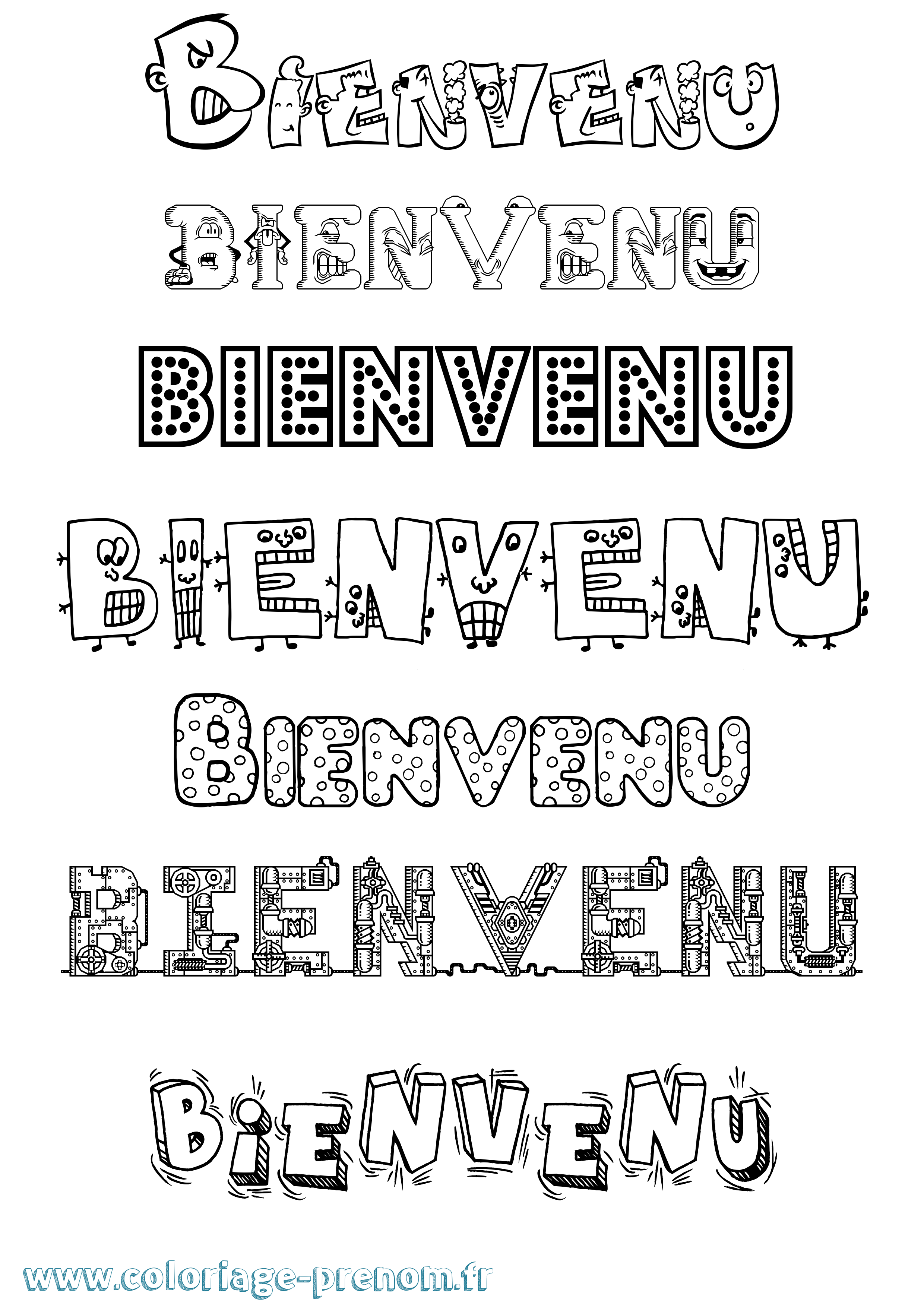 Coloriage Bienvenu Fun Coloriage prénom Bienvenu Fun