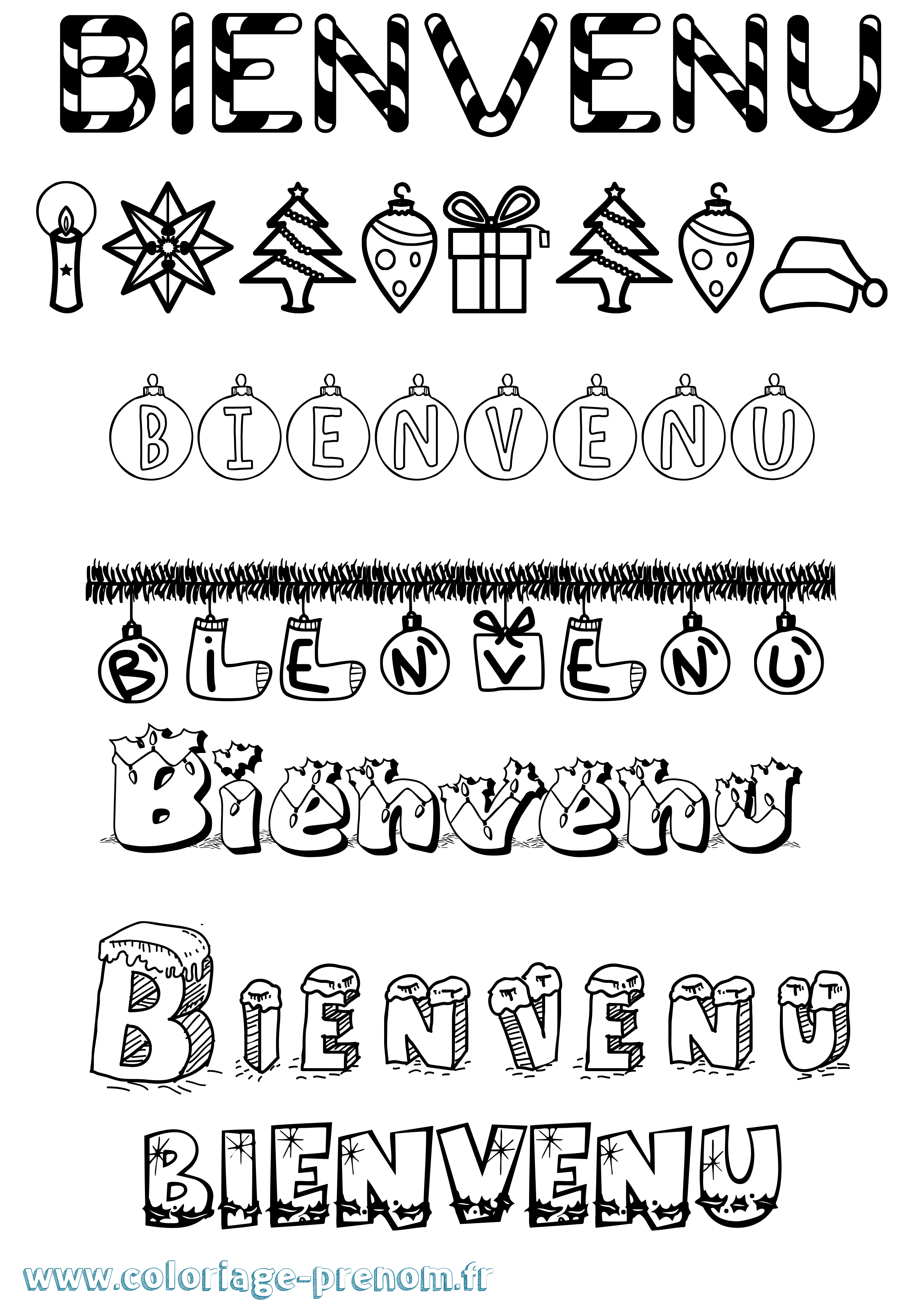 Coloriage Bienvenu Noël Coloriage prénom Bienvenu Noël