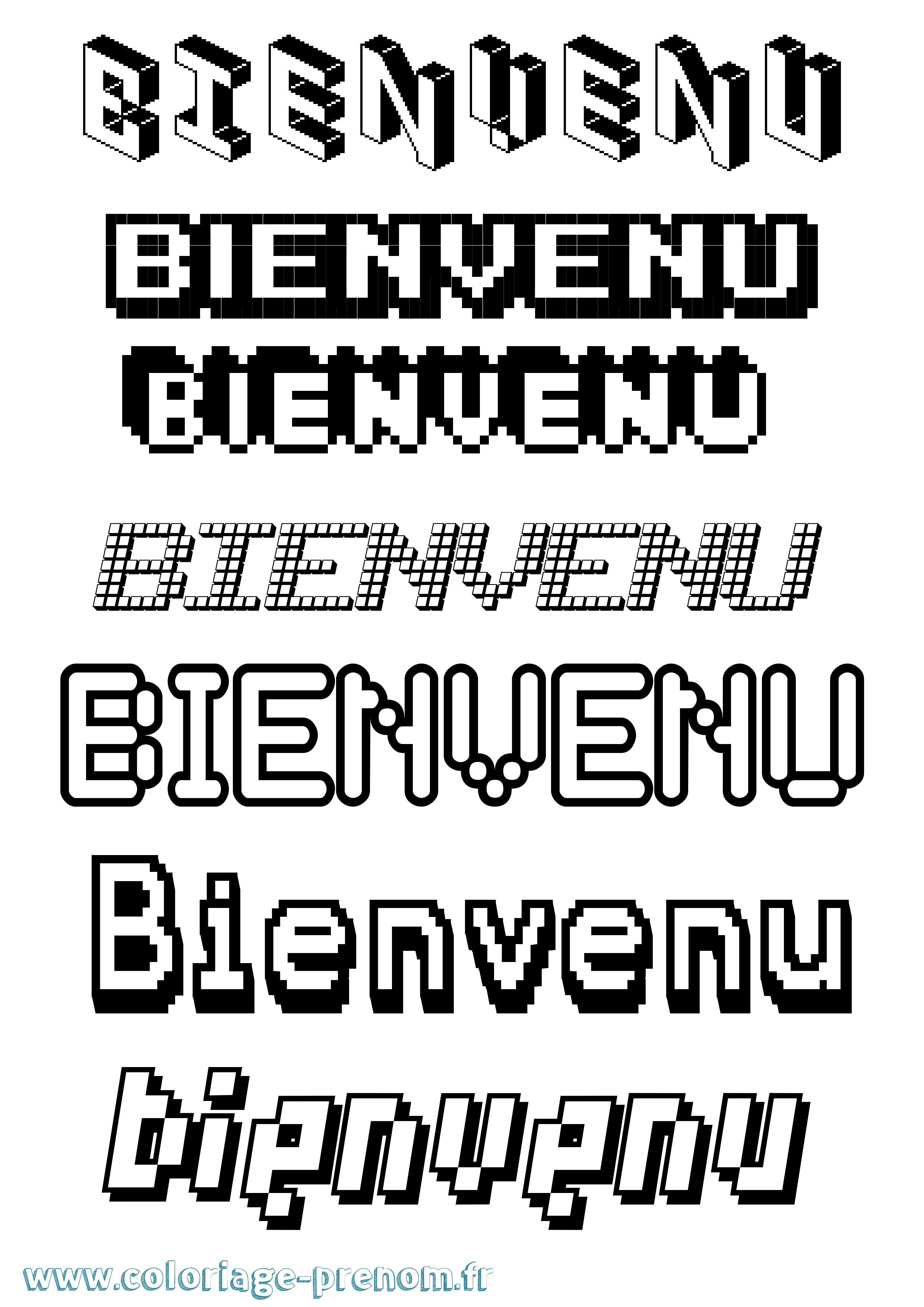 Coloriage Bienvenu Pixel Coloriage prénom Bienvenu Pixel