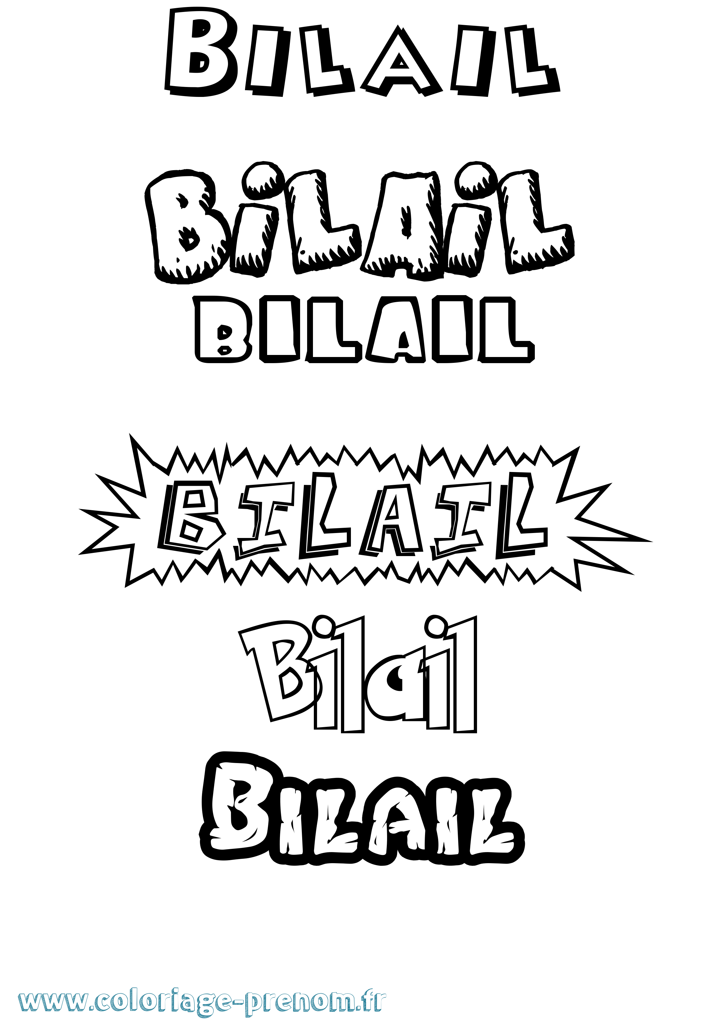 Coloriage Bilail Dessin Animé Coloriage prénom Bilail Dessin Animé
