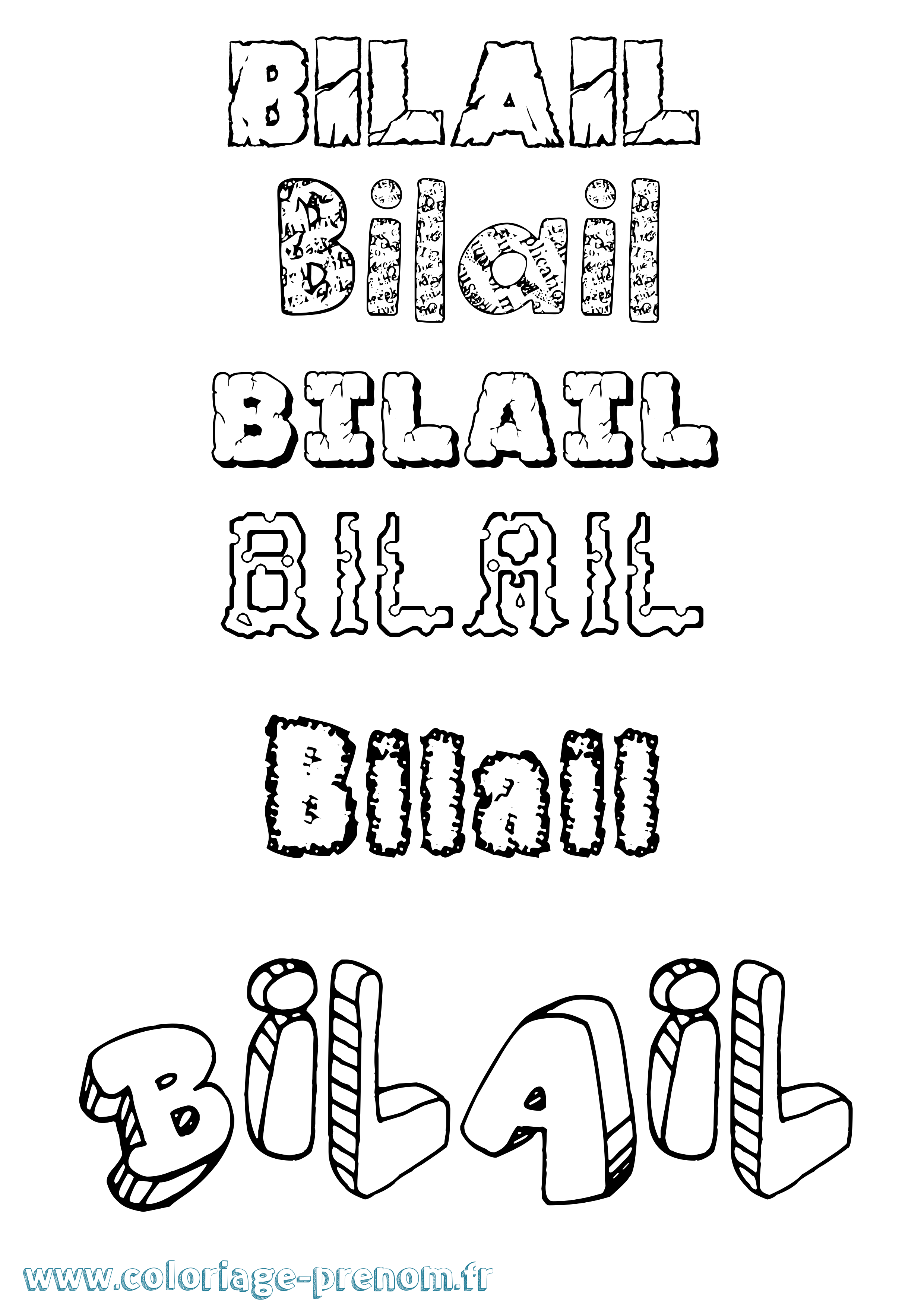 Coloriage Bilail Destructuré Coloriage prénom Bilail Destructuré