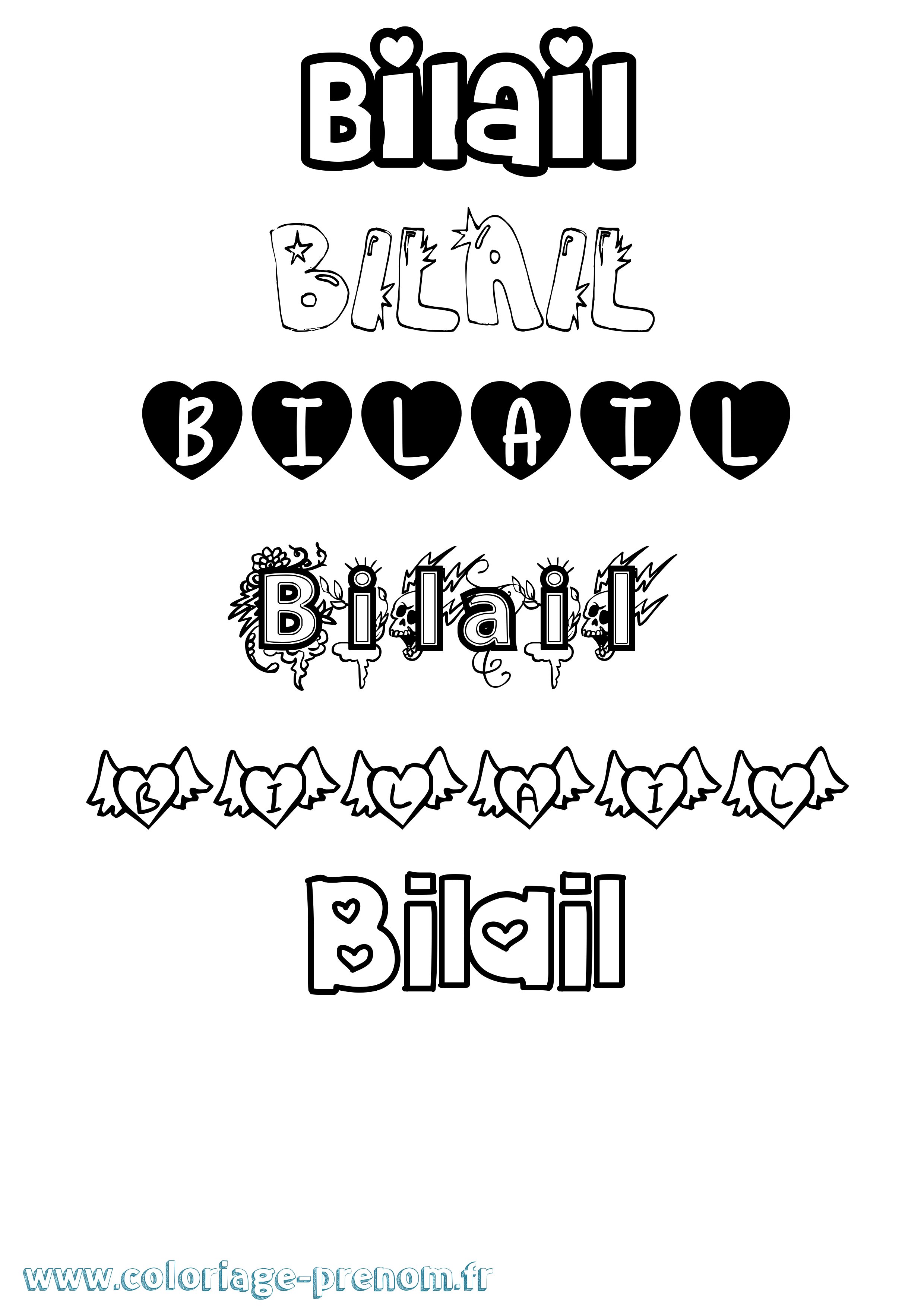 Coloriage Bilail Girly Coloriage prénom Bilail Girly