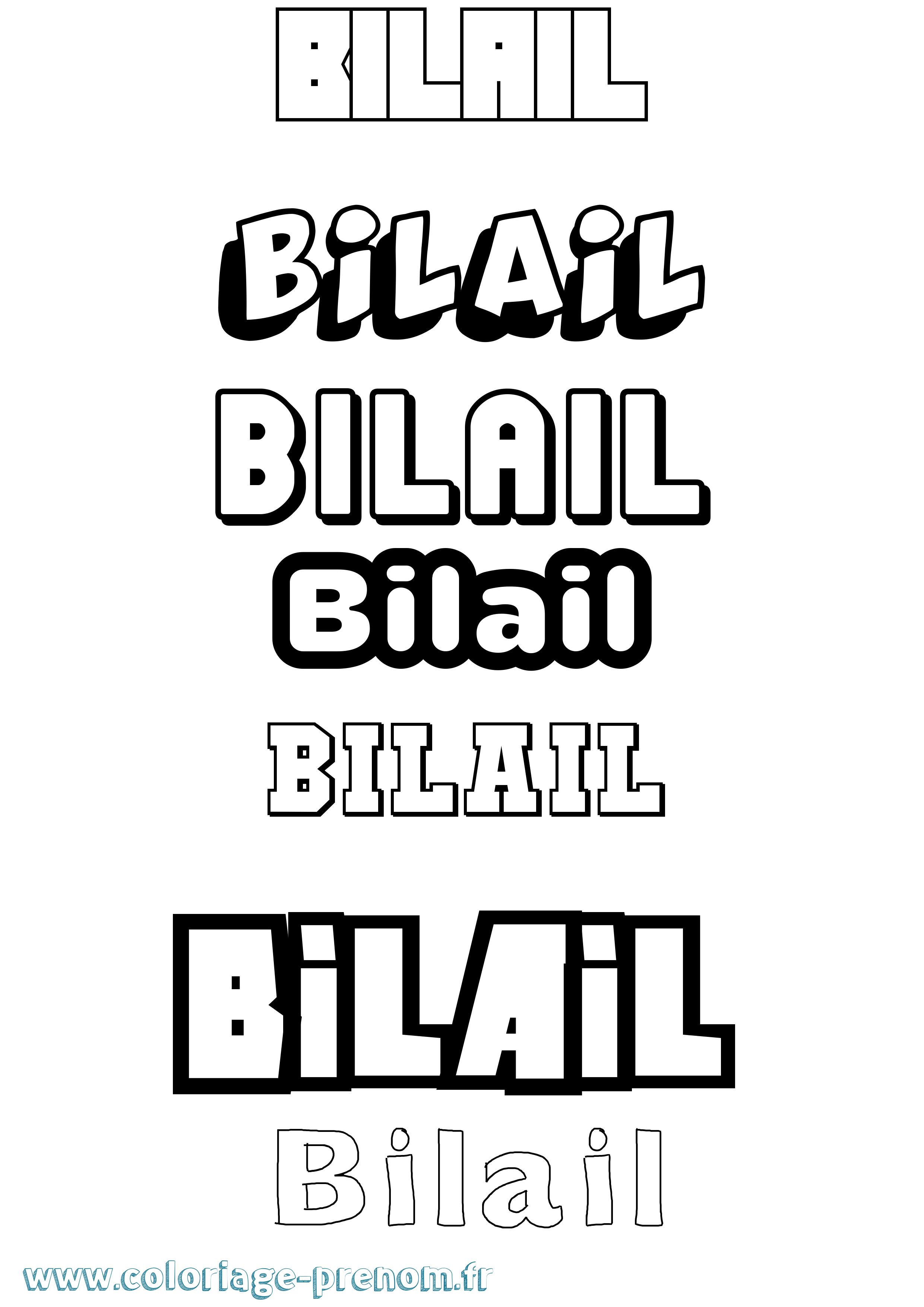 Coloriage Bilail Simple Coloriage prénom Bilail Simple