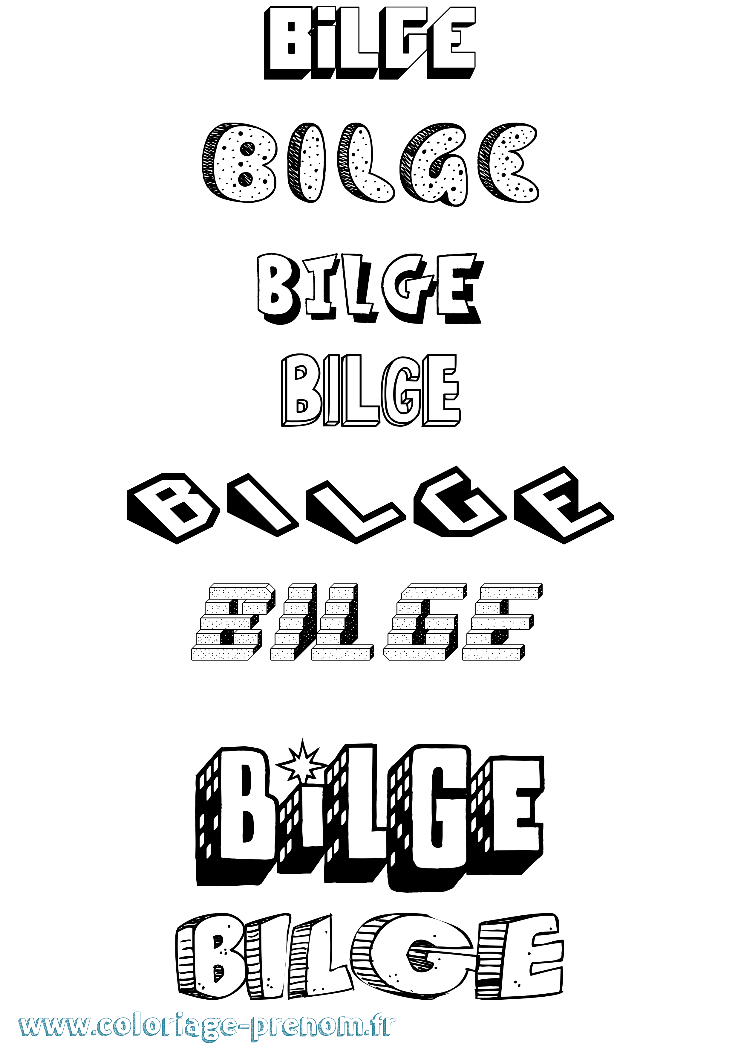 Coloriage Bilge Effet 3D Coloriage prénom Bilge Effet 3D