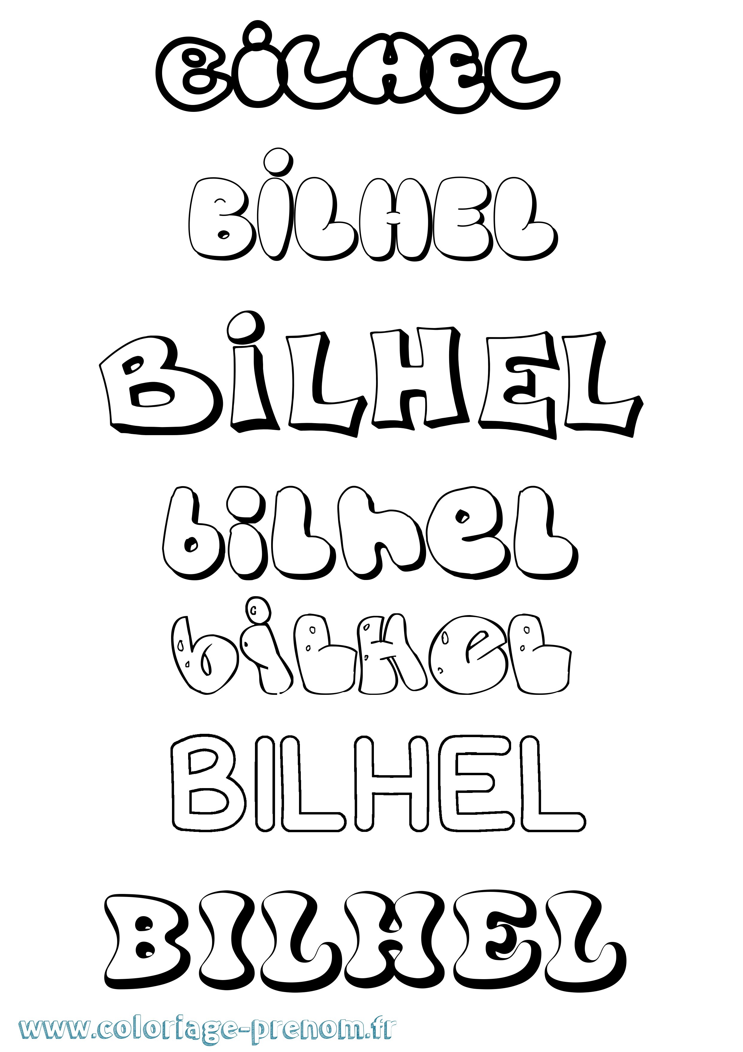 Coloriage Bilhel Bubble Coloriage prénom Bilhel Bubble
