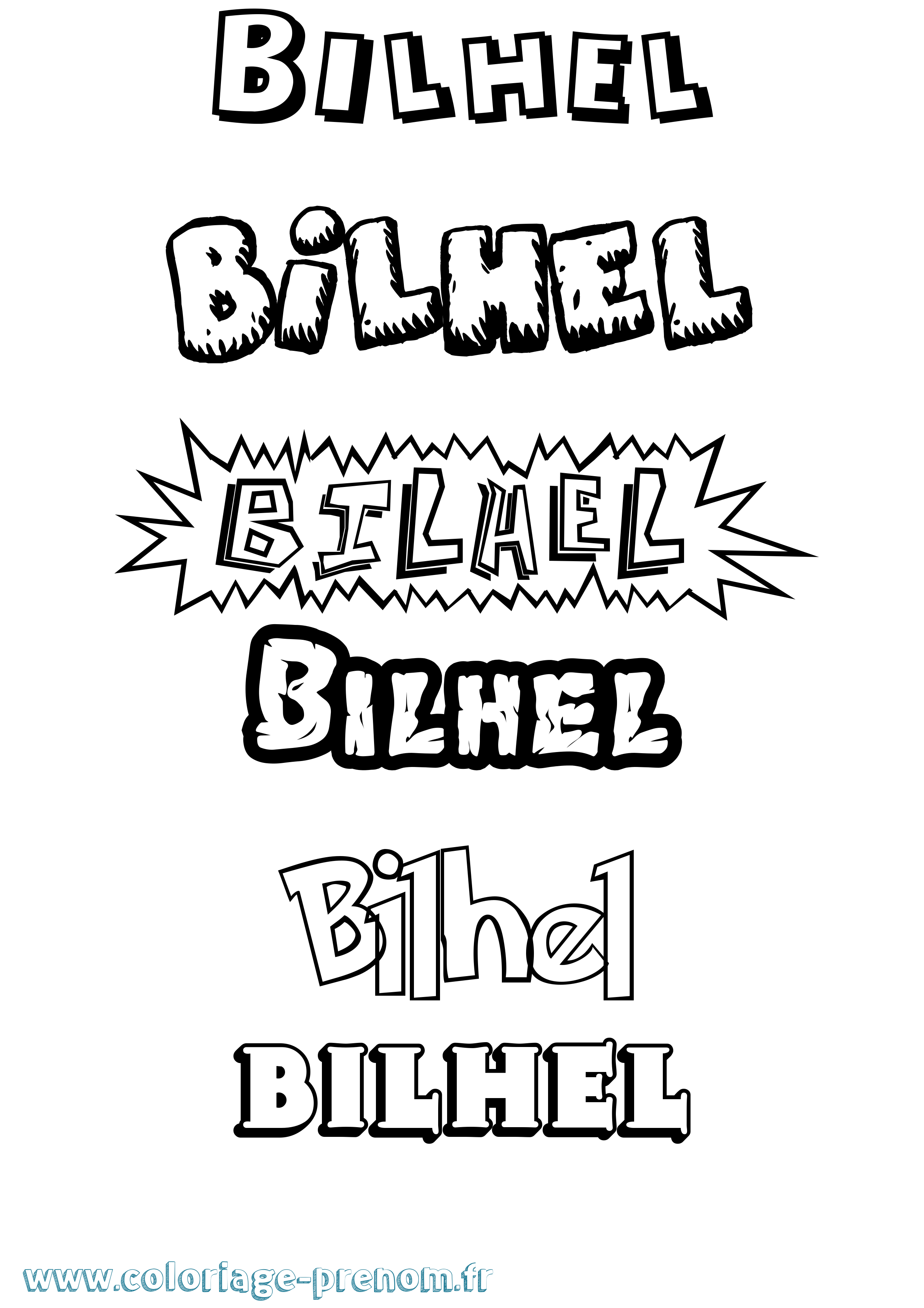 Coloriage Bilhel Dessin Animé Coloriage prénom Bilhel Dessin Animé