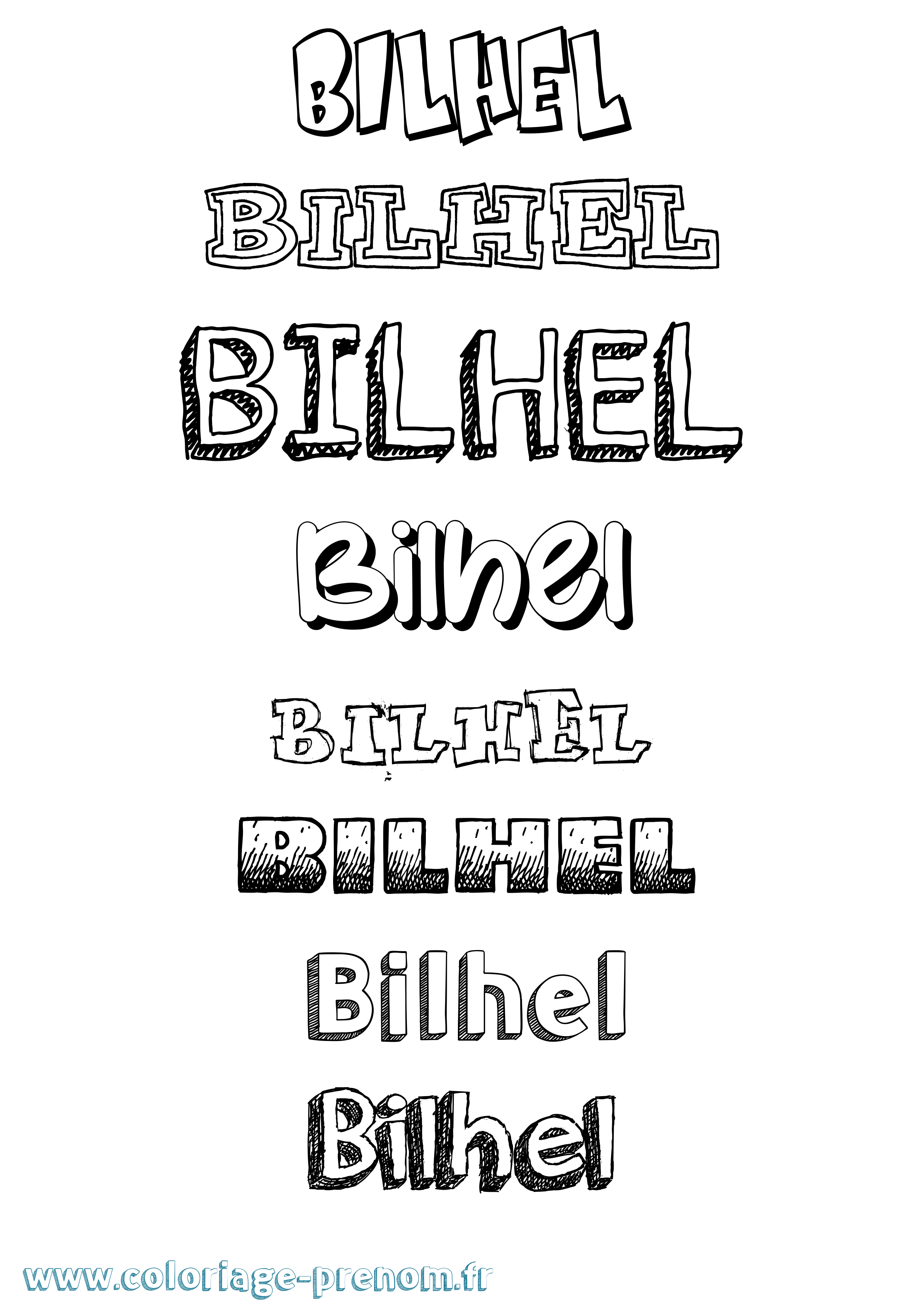 Coloriage Bilhel Dessiné Coloriage prénom Bilhel Dessiné