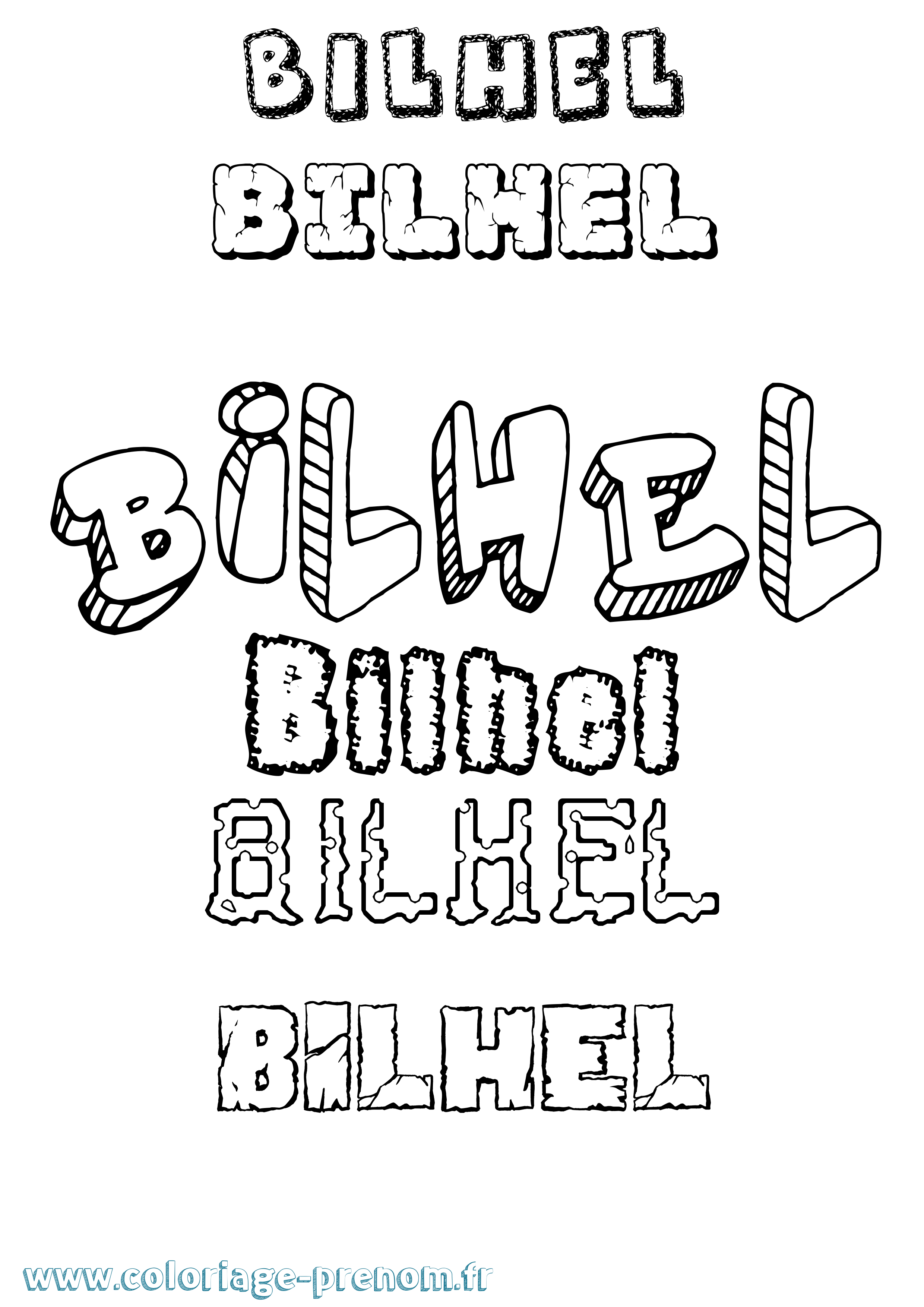 Coloriage Bilhel Destructuré Coloriage prénom Bilhel Destructuré
