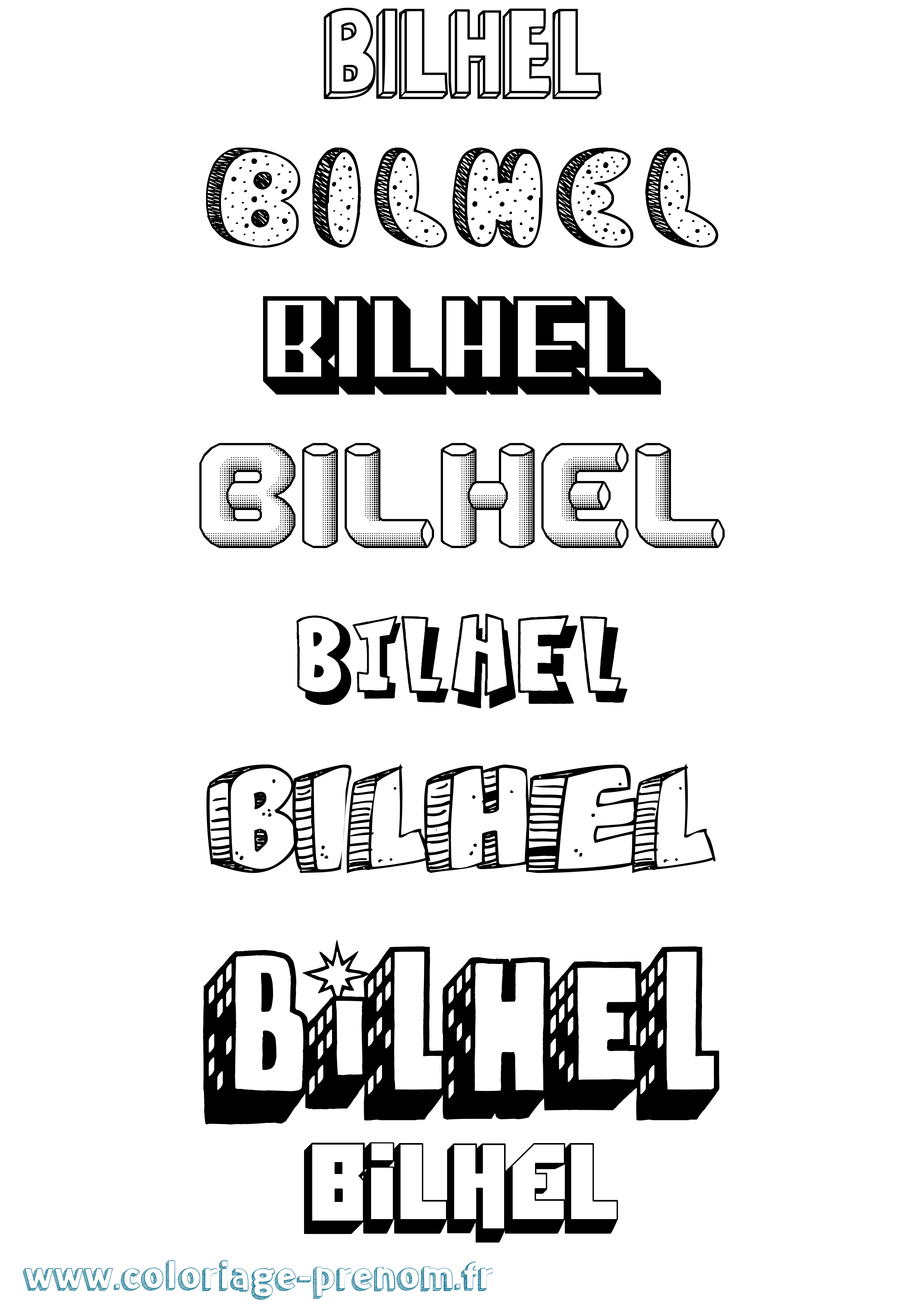 Coloriage Bilhel Effet 3D Coloriage prénom Bilhel Effet 3D