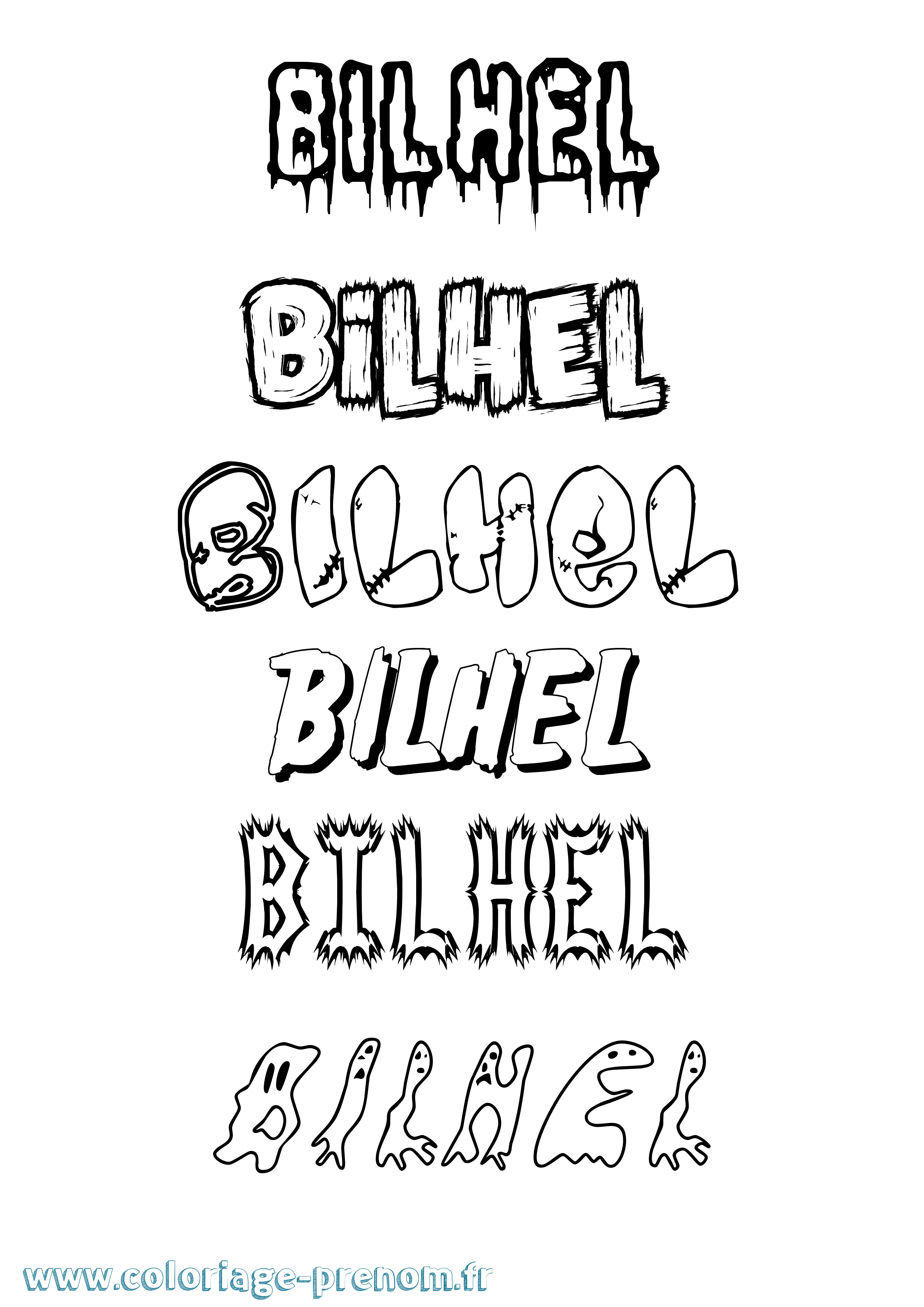 Coloriage Bilhel Frisson Coloriage prénom Bilhel Frisson