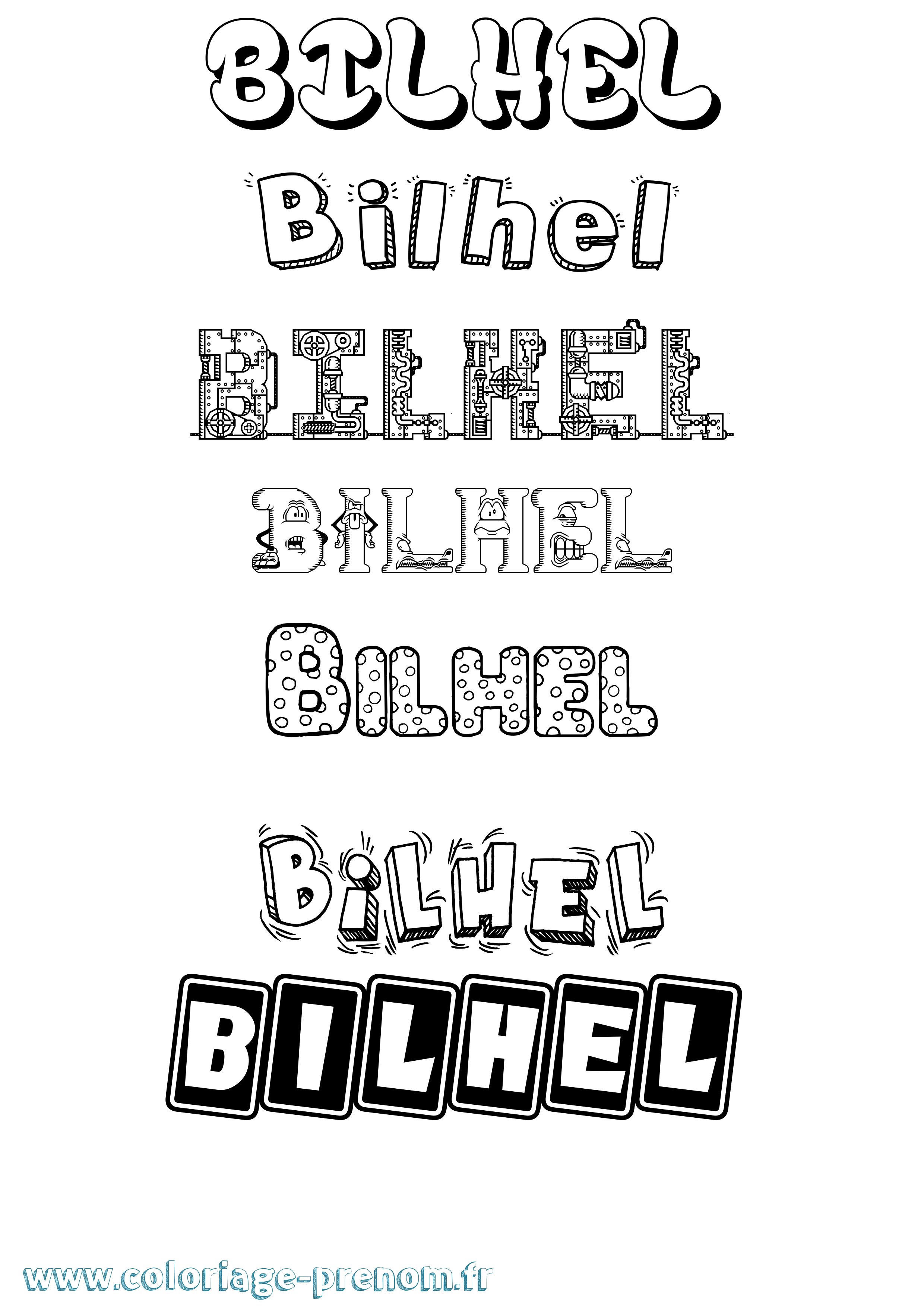 Coloriage Bilhel Fun Coloriage prénom Bilhel Fun