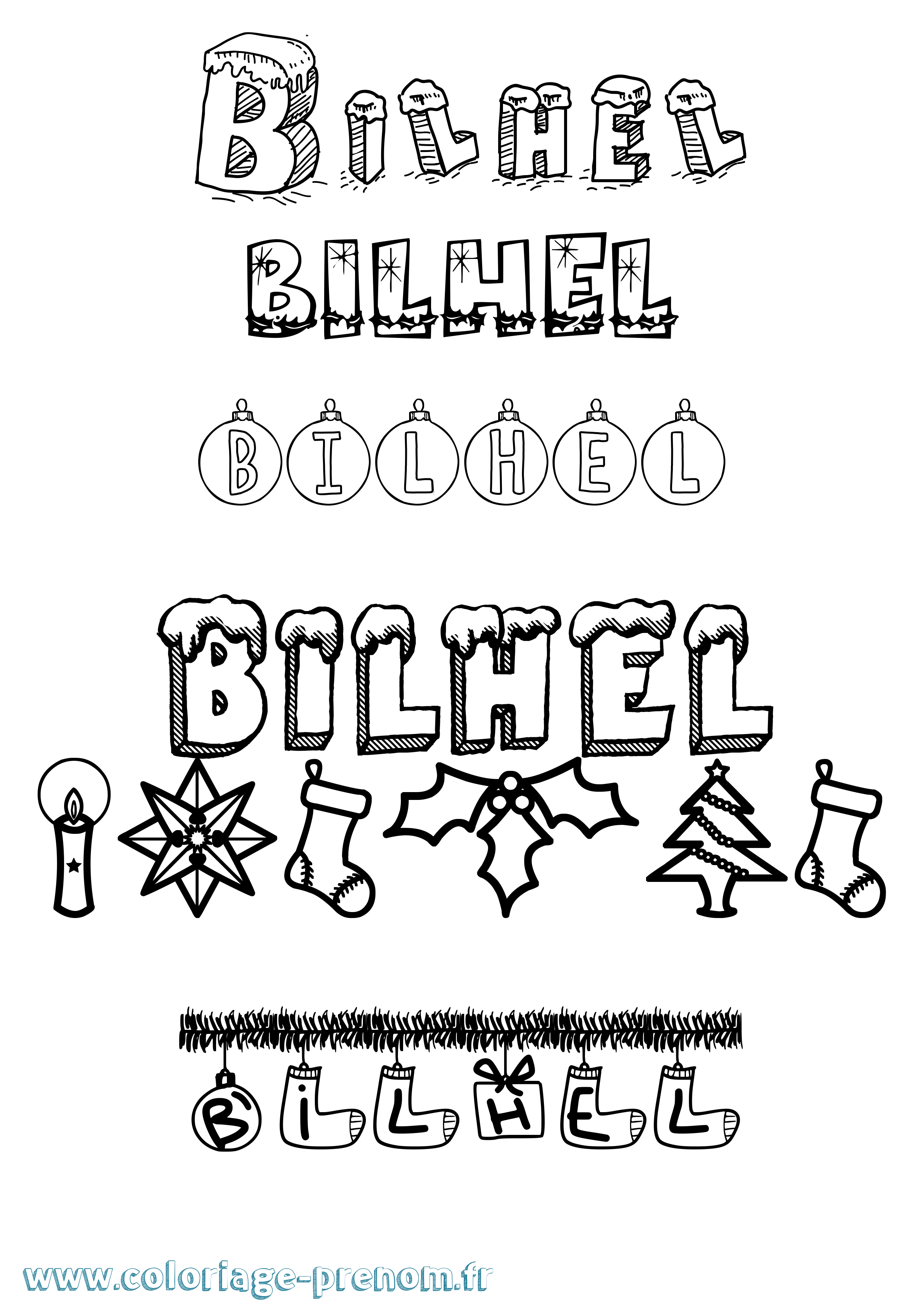 Coloriage Bilhel Noël Coloriage prénom Bilhel Noël