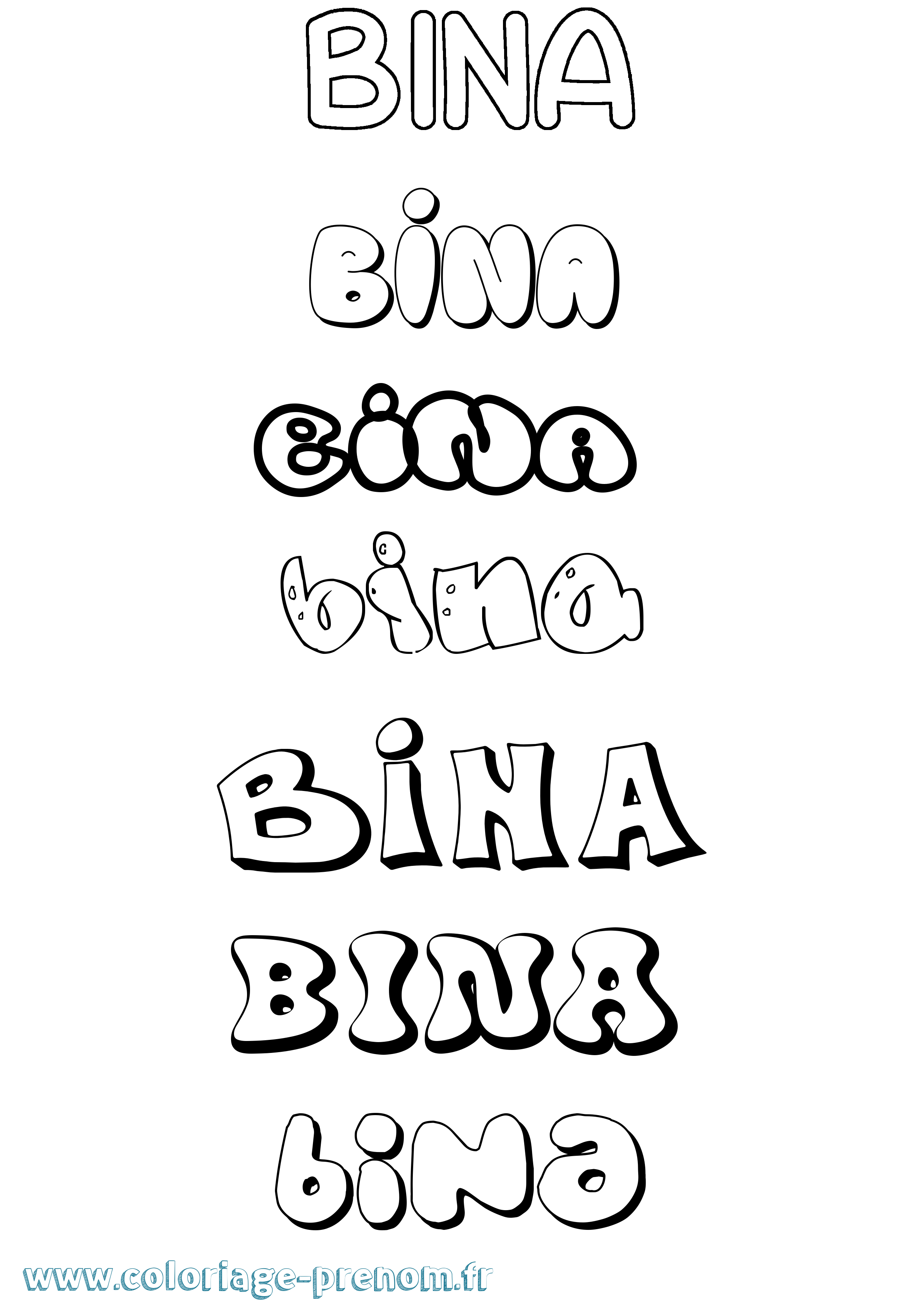 Coloriage Bina Bubble Coloriage prénom Bina Bubble