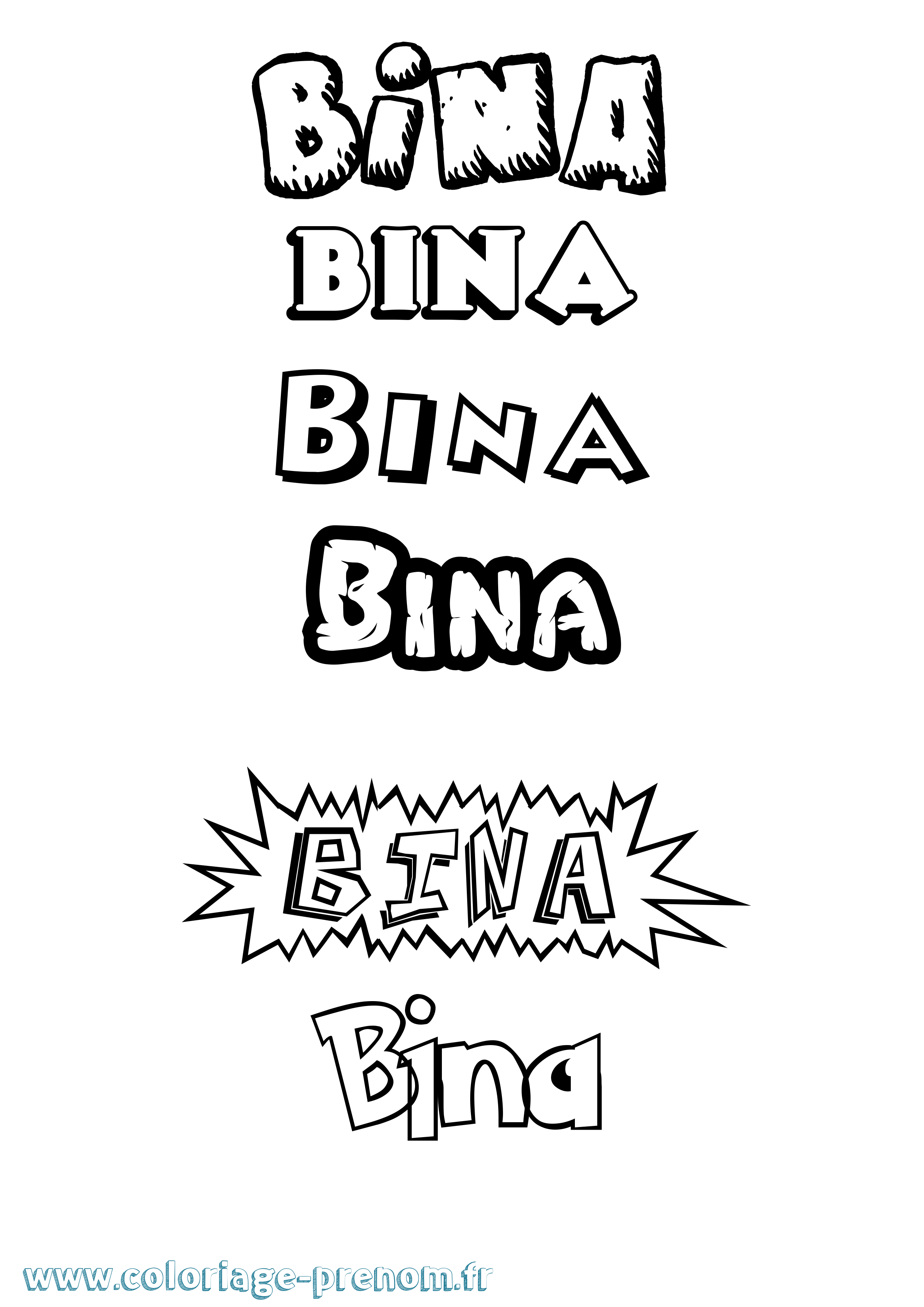 Coloriage Bina Dessin Animé Coloriage prénom Bina Dessin Animé