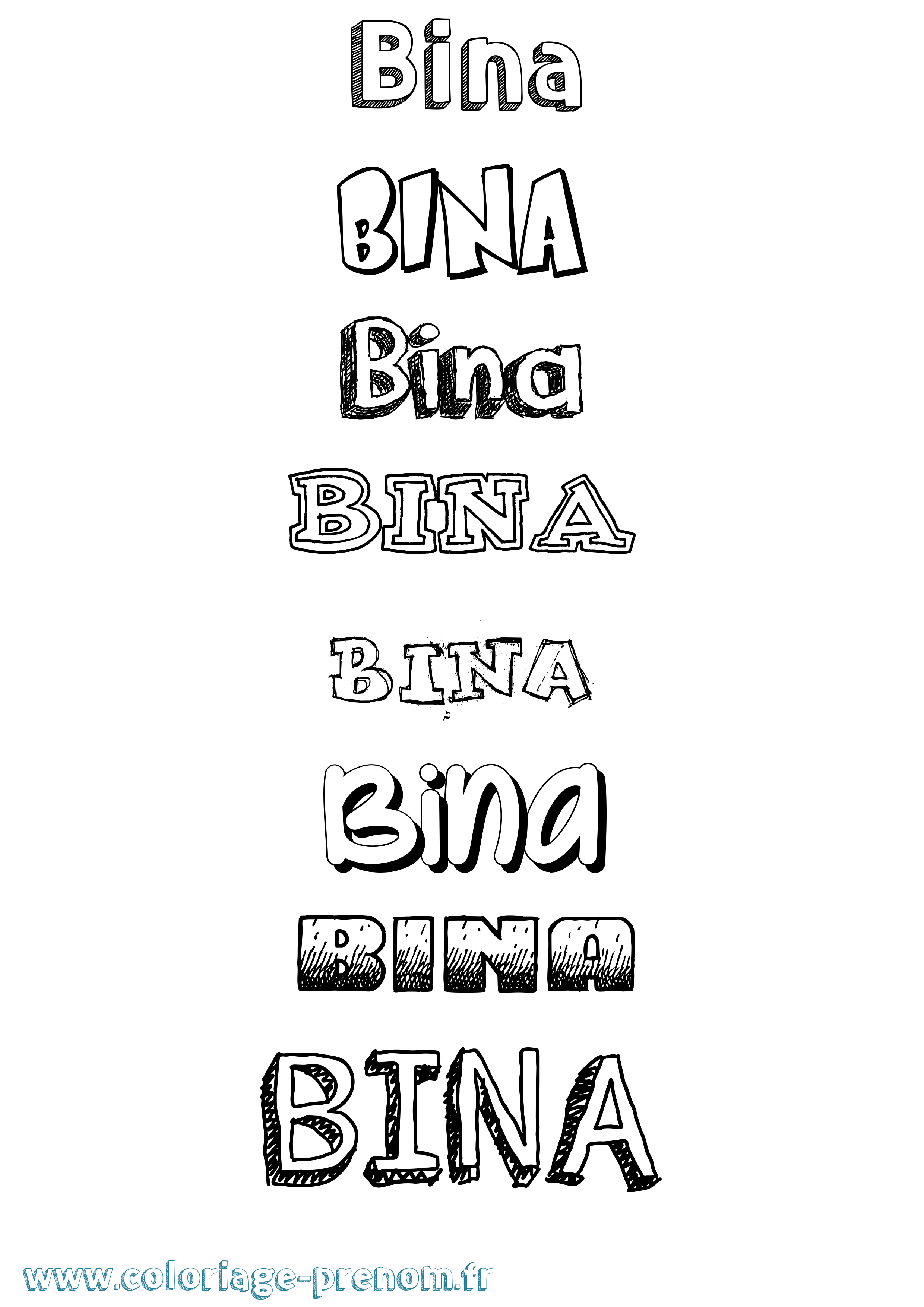 Coloriage Bina Dessiné Coloriage prénom Bina Dessiné