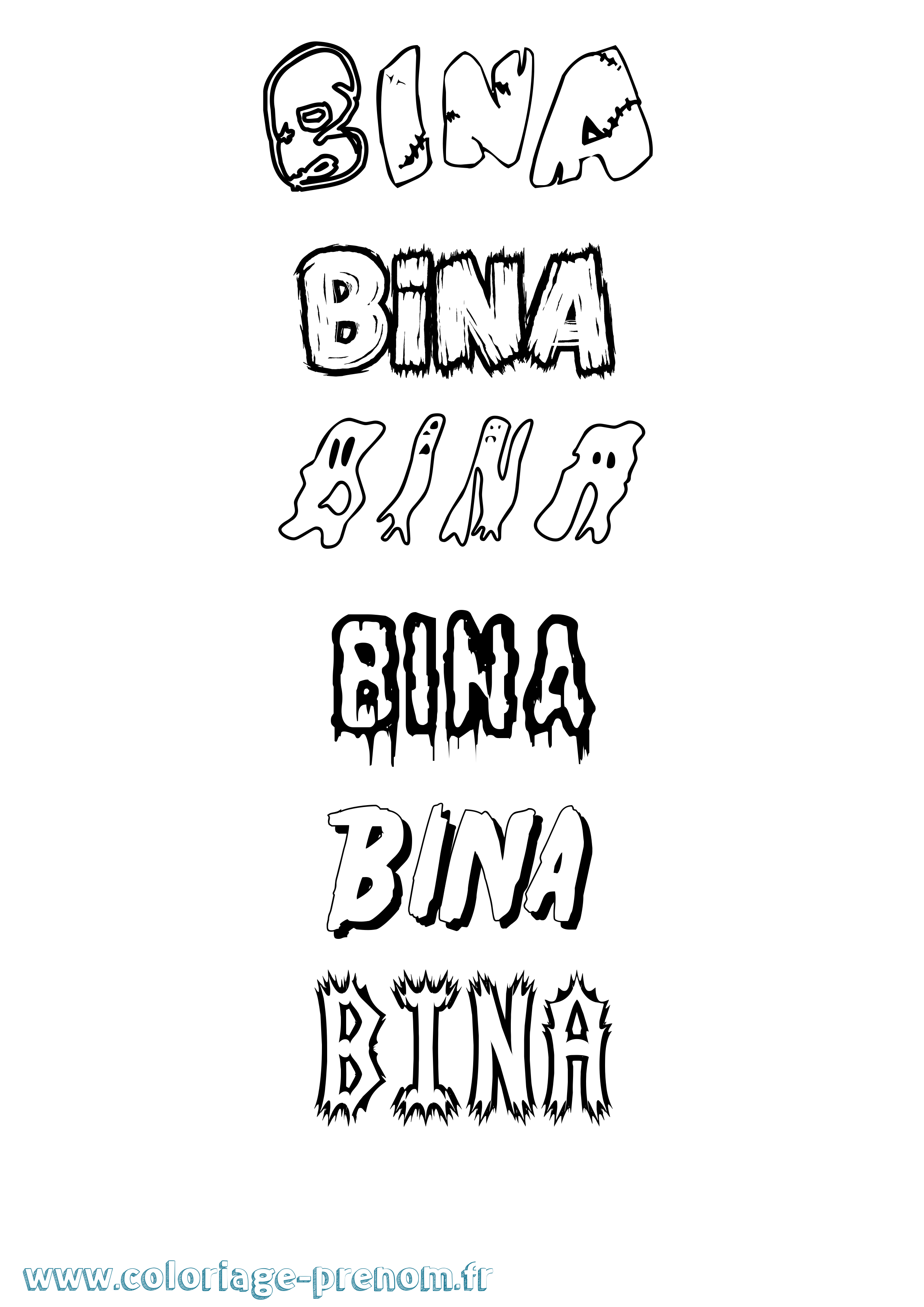 Coloriage Bina Frisson Coloriage prénom Bina Frisson
