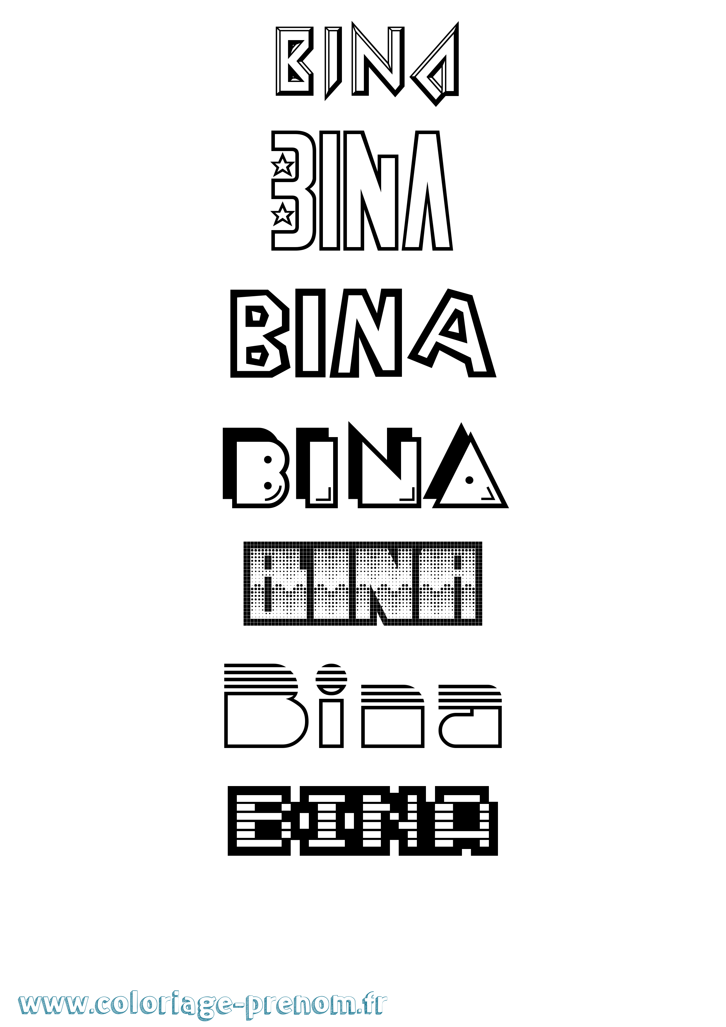 Coloriage Bina Jeux Vidéos Coloriage prénom Bina Jeux Vidéos
