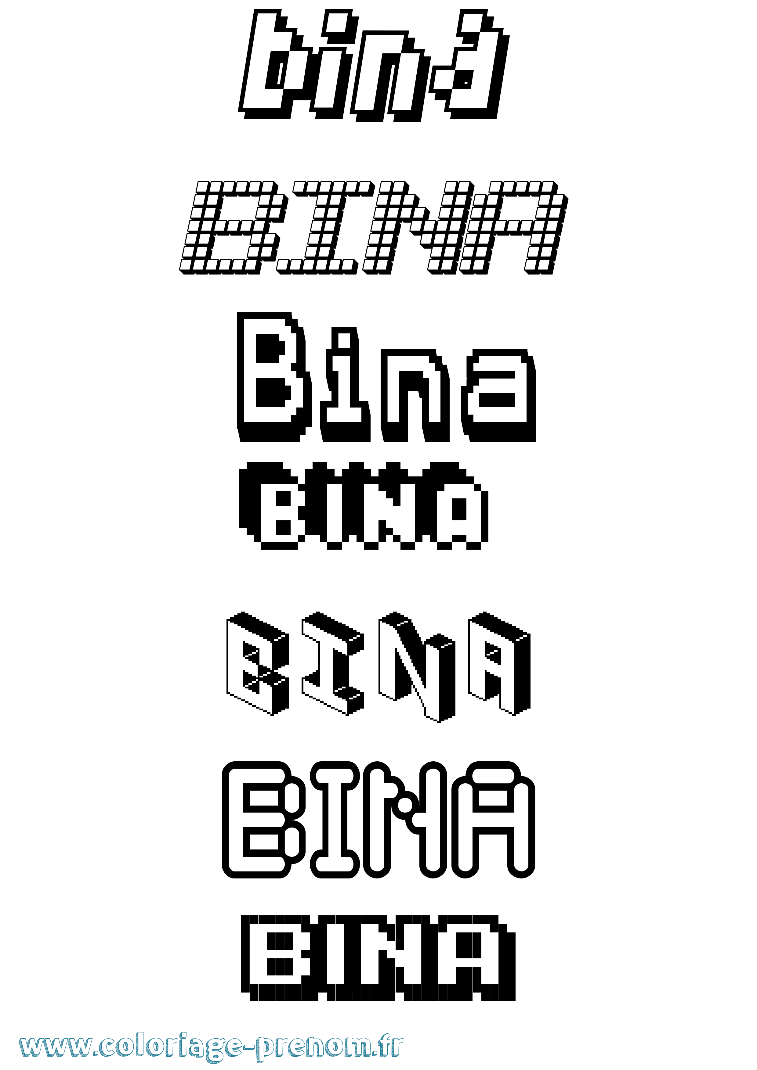 Coloriage Bina Pixel Coloriage prénom Bina Pixel