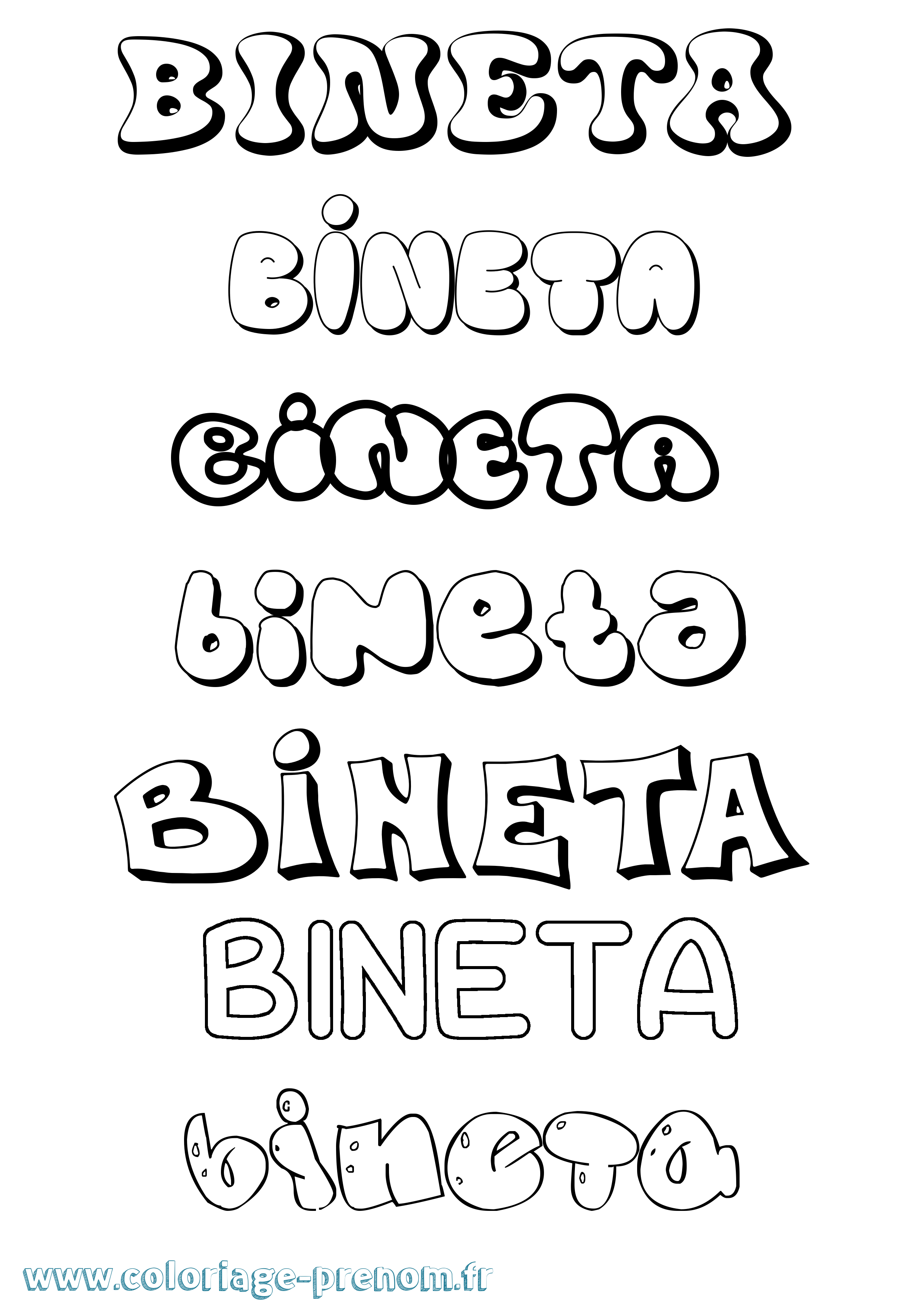 Coloriage Bineta Bubble Coloriage prénom Bineta Bubble