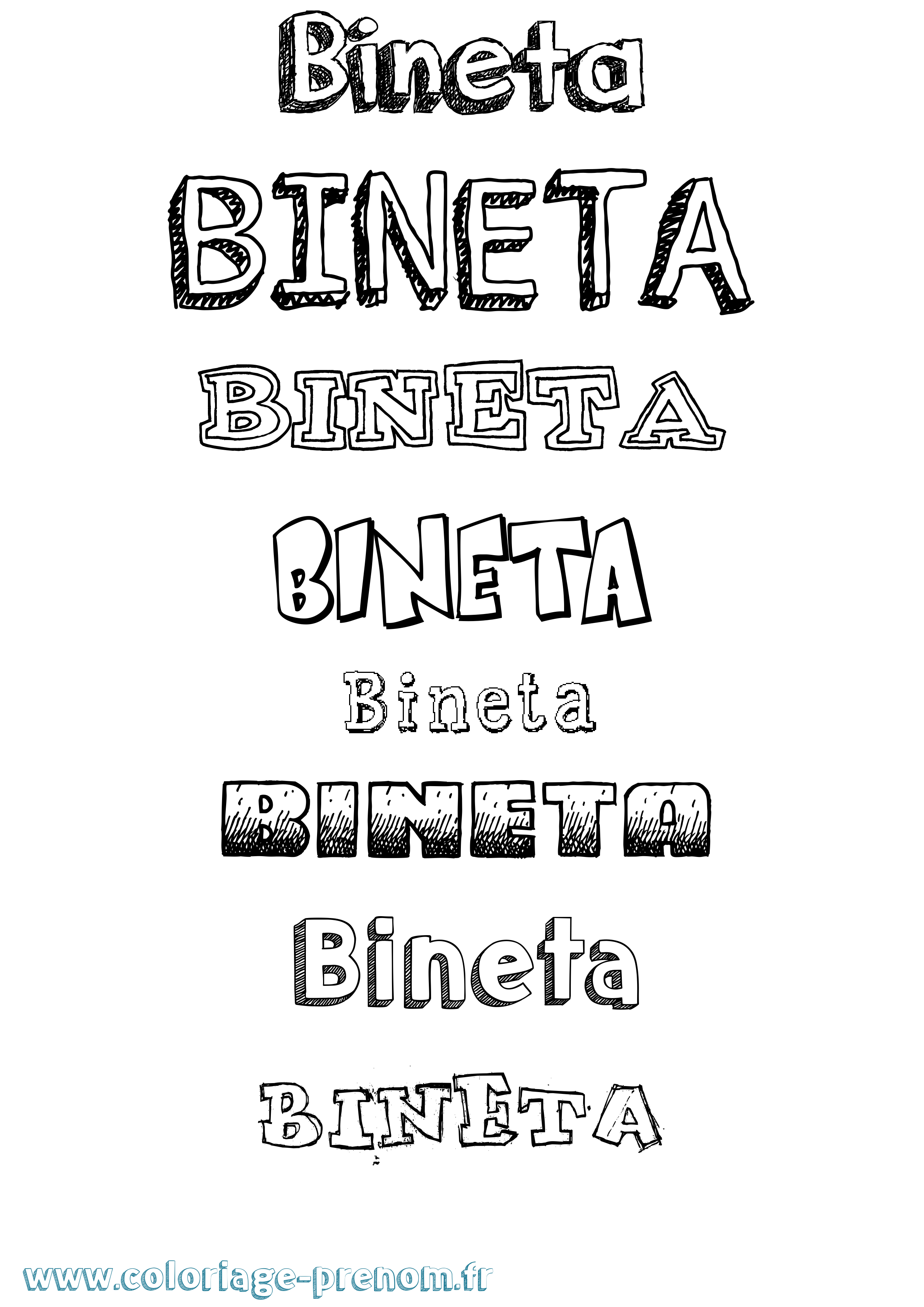 Coloriage Bineta Dessiné Coloriage prénom Bineta Dessiné