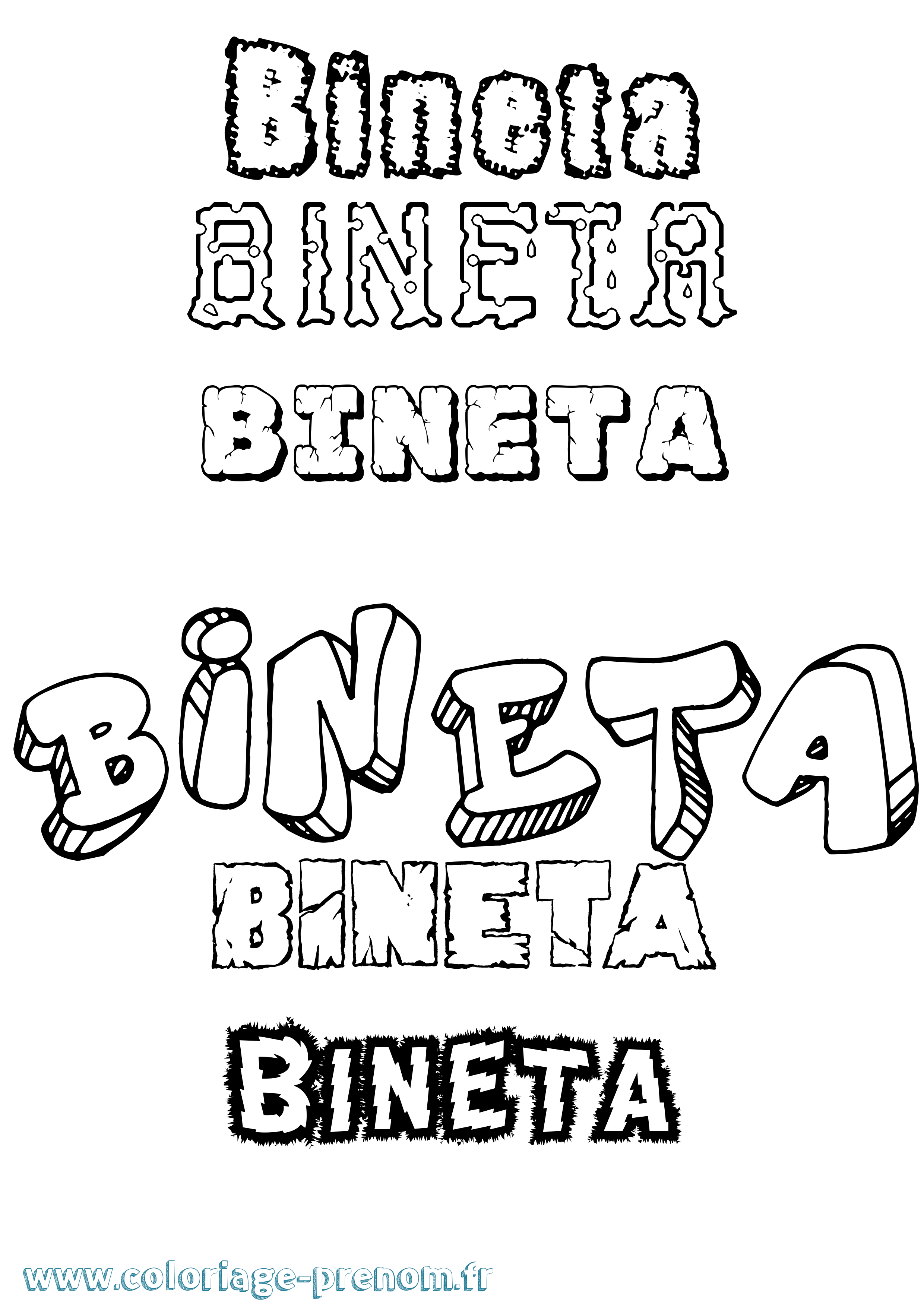 Coloriage Bineta Destructuré Coloriage prénom Bineta Destructuré