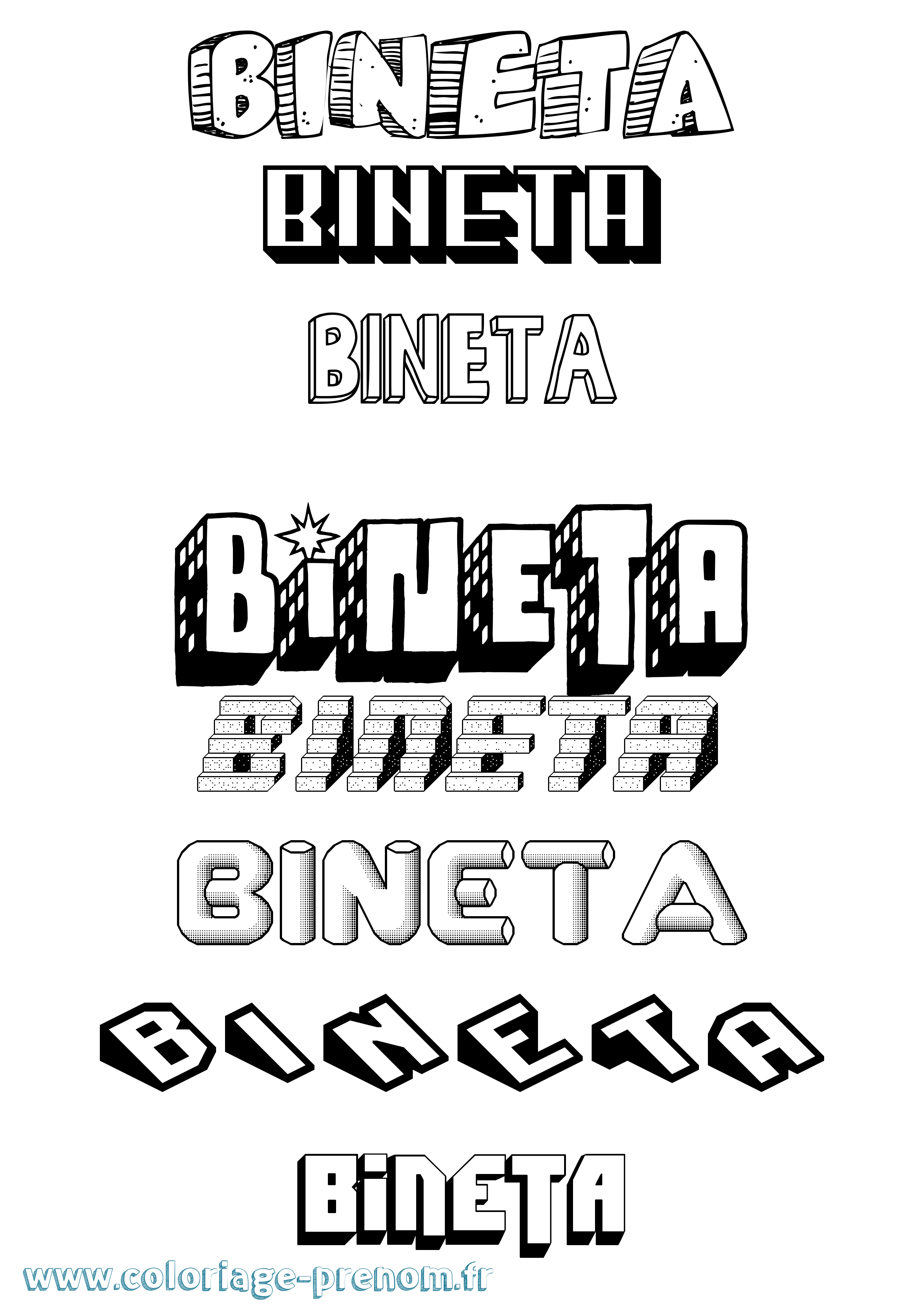 Coloriage Bineta Effet 3D Coloriage prénom Bineta Effet 3D
