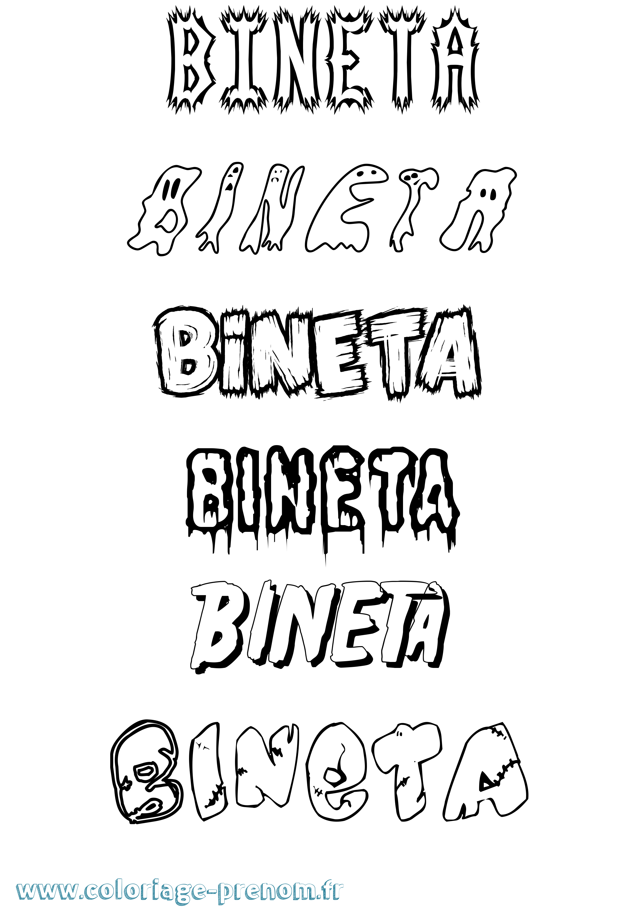 Coloriage Bineta Frisson Coloriage prénom Bineta Frisson