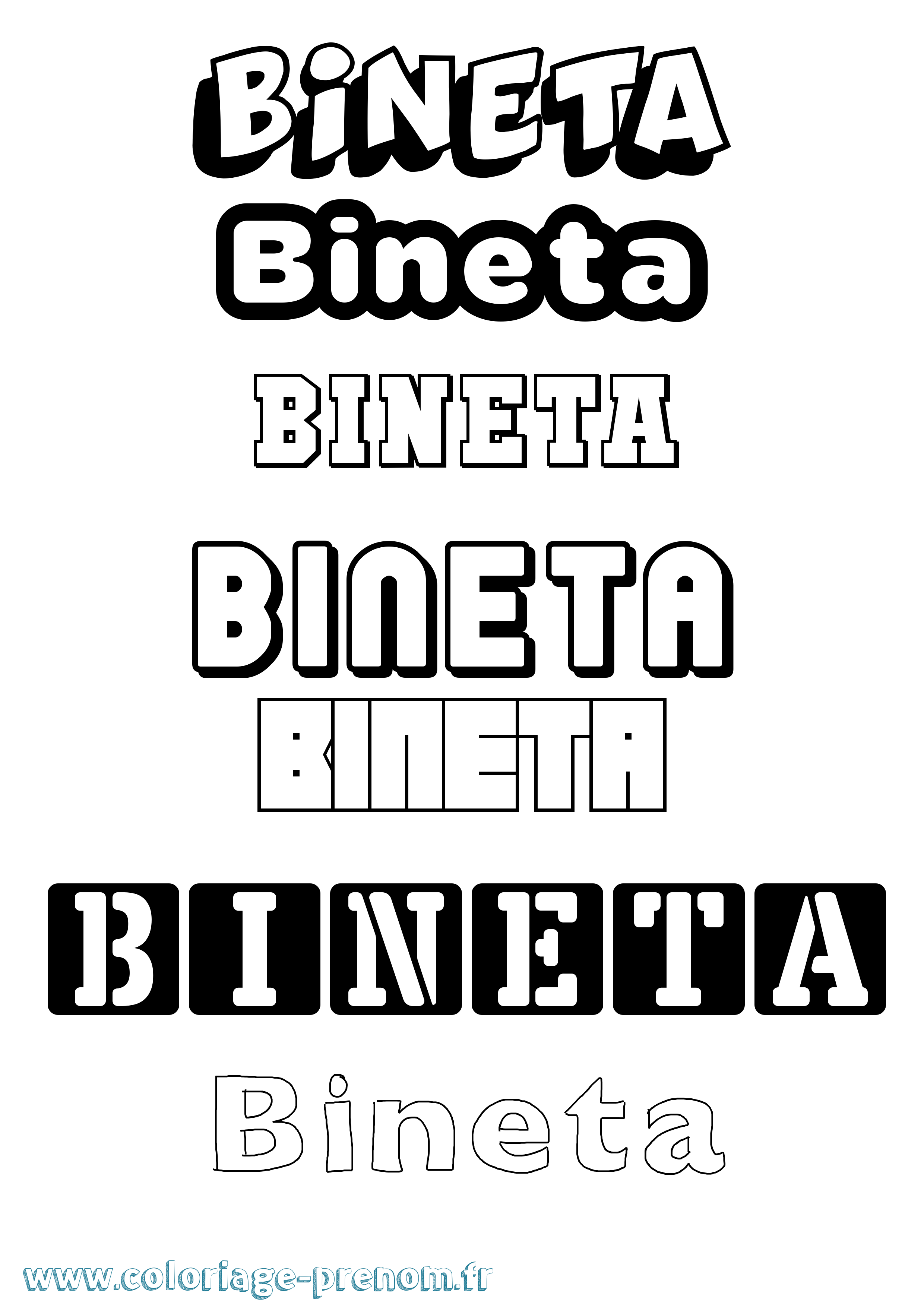 Coloriage Bineta Simple Coloriage prénom Bineta Simple