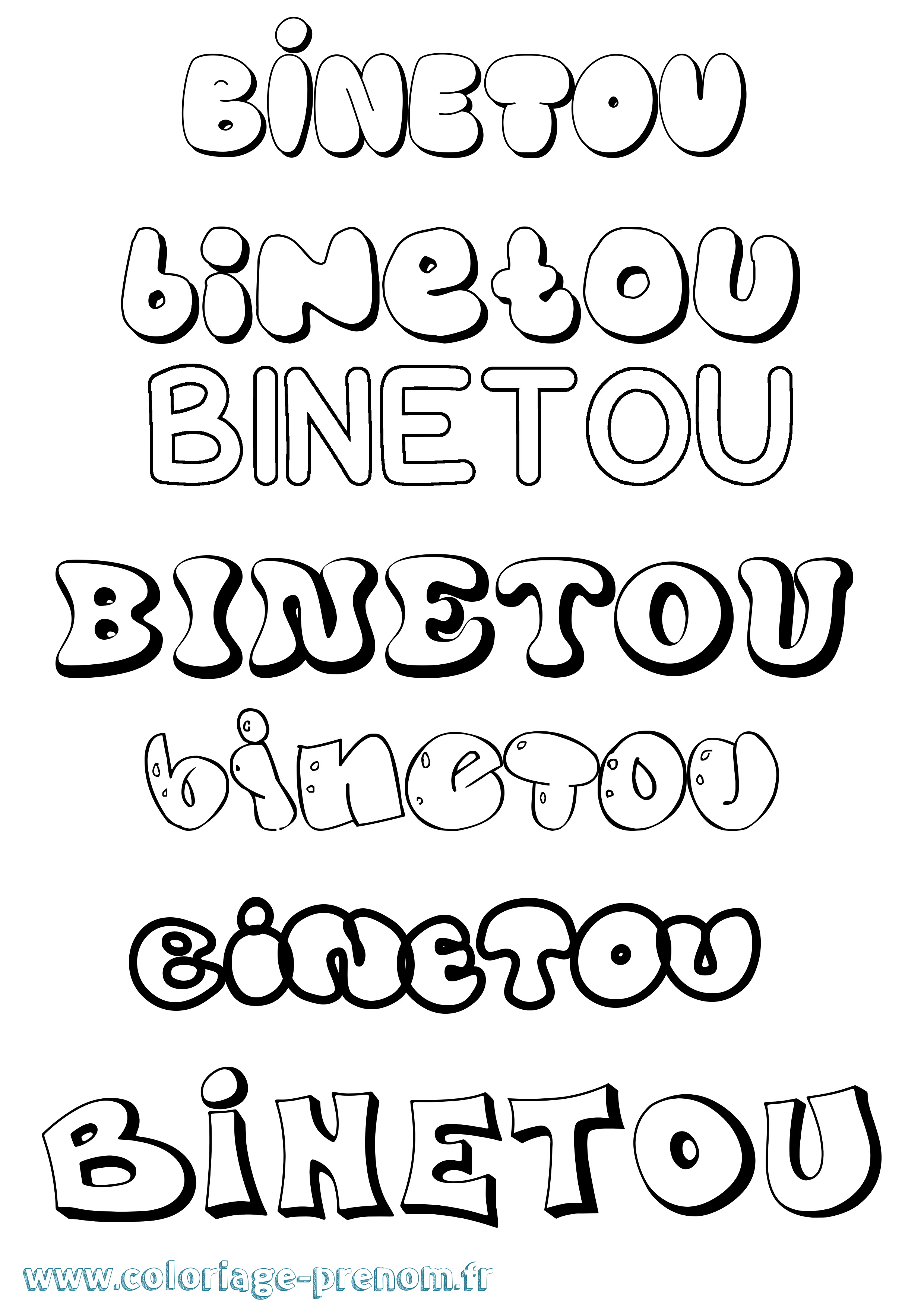 Coloriage Binetou Bubble Coloriage prénom Binetou Bubble