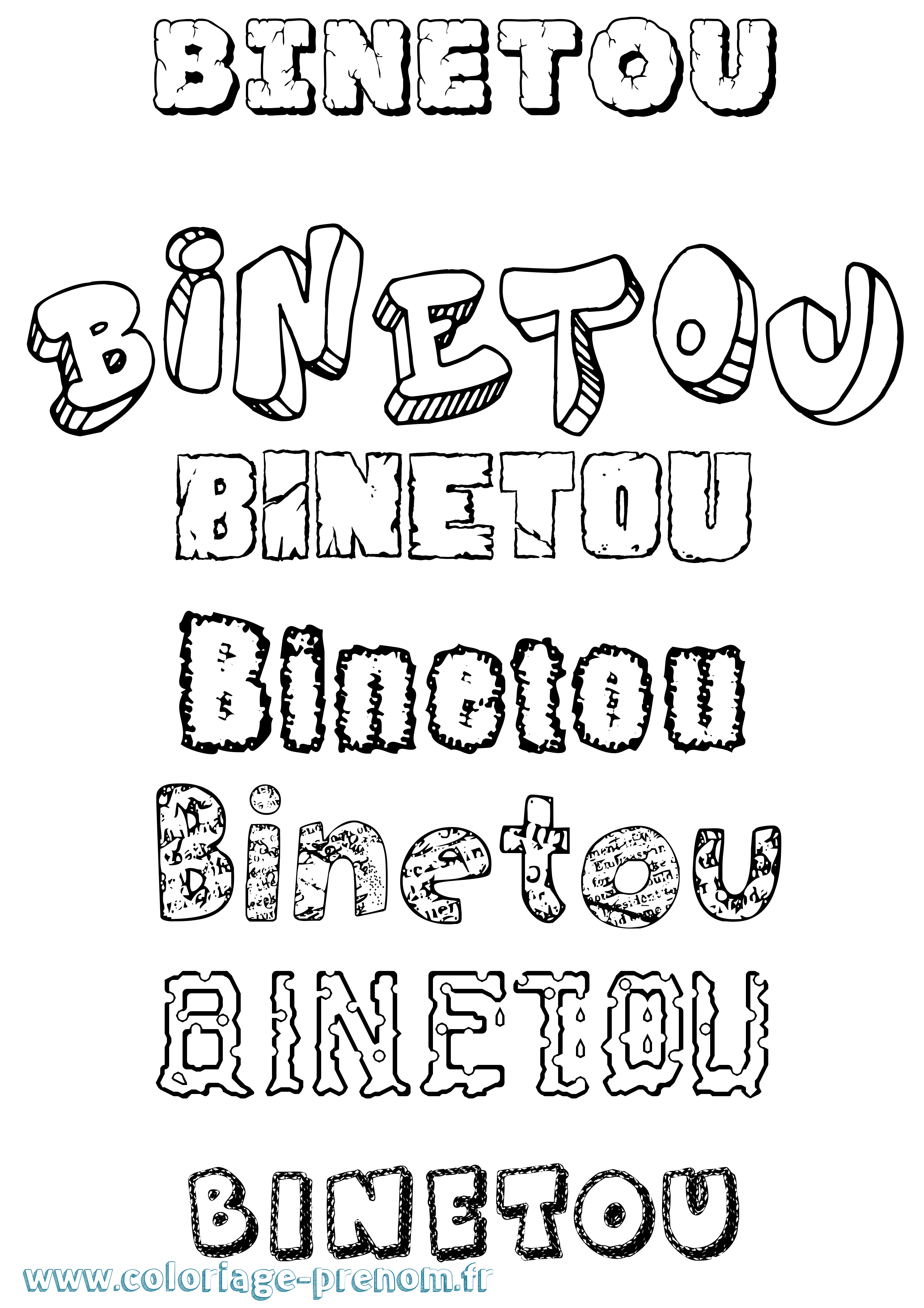 Coloriage Binetou Destructuré Coloriage prénom Binetou Destructuré